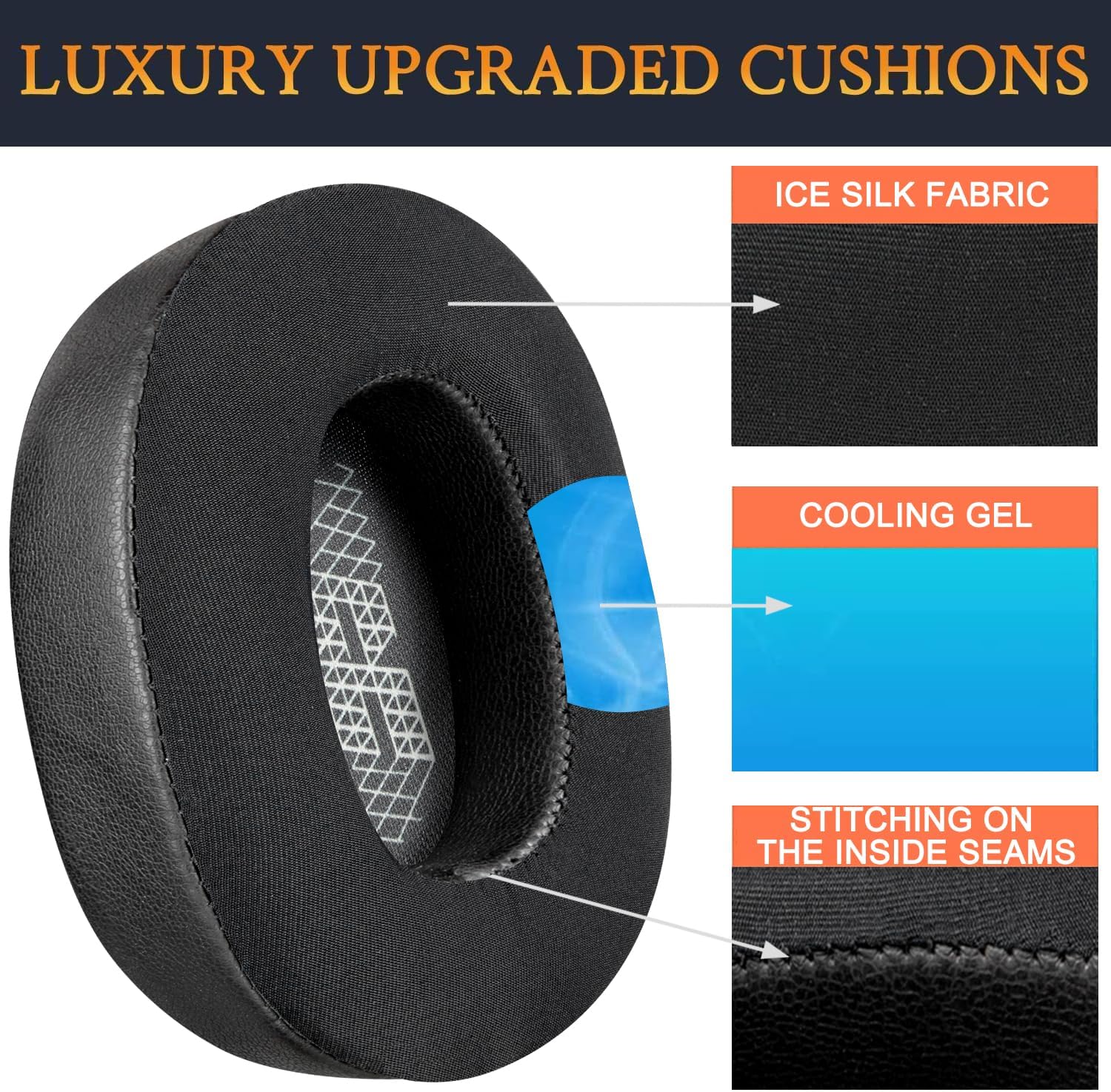 SOULWIT Almohadillas de repuesto de gel refrescante para JBL E65 (E65BT E65BTNC)Live 650 (650NC 650BTNC)Live 660 (660NC 660BTNC)Duet NC sobre la