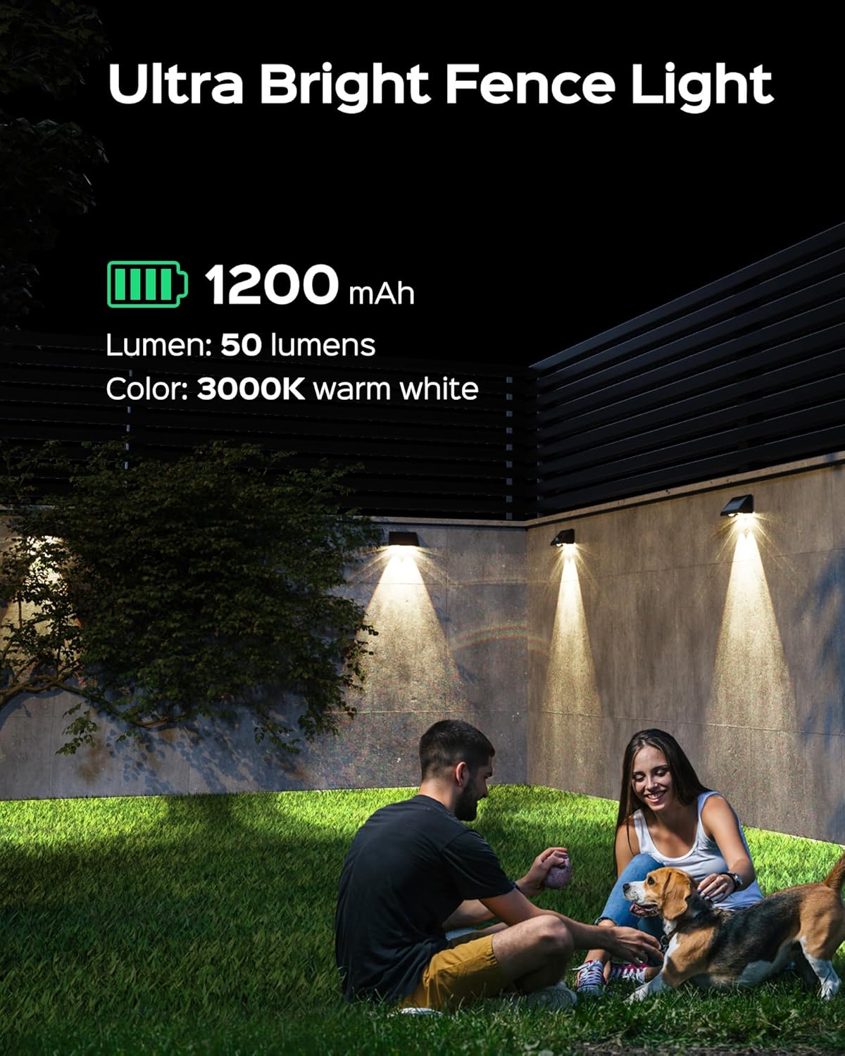 JACKYLED Paquete de 16 luces solares para valla, 50 lúmenes, luces solares súper brillantes para terraza, luces impermeables para exteriores, luces