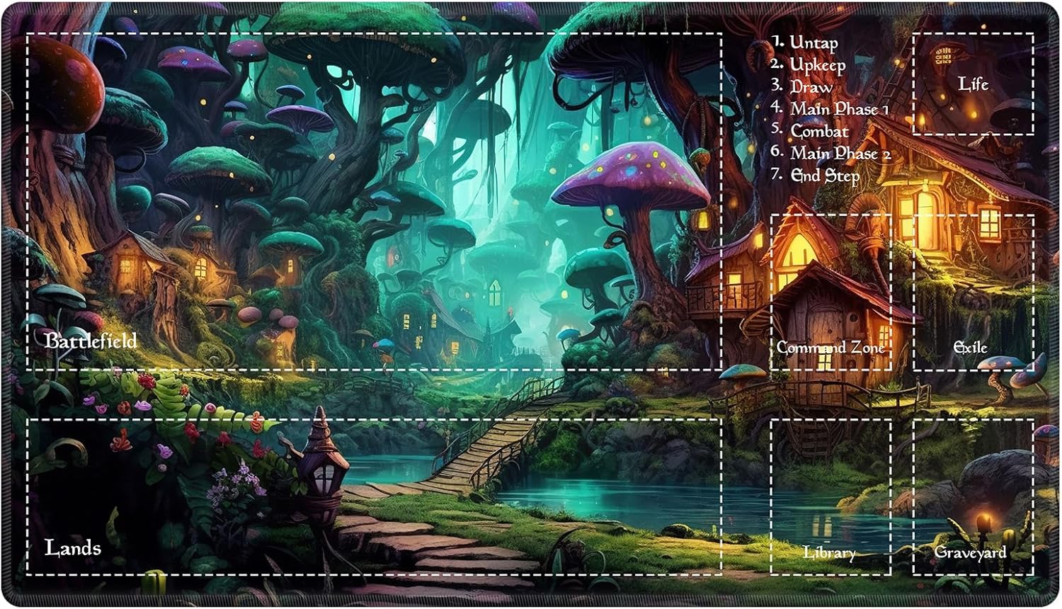 EDGFRTOIO Tapete de juego con zonas para juegos de cartas MTG, alfombrillas de juego mágicas de mesa de 24 x 14 pulgadas, mesa de juego de mesa