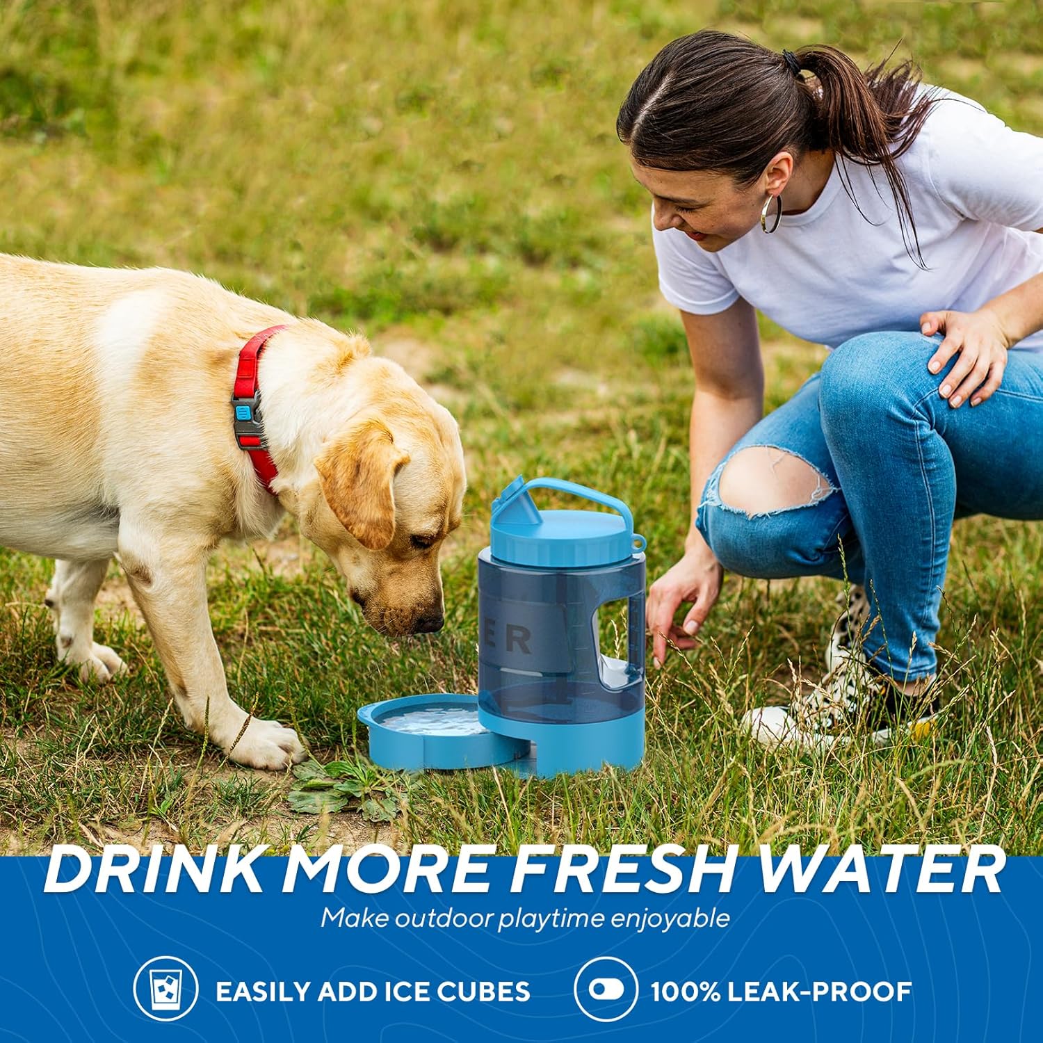 lesotc Botella de agua para perros, dispensador de agua para perros de 77 onzas para camping, parque, senderismo, dispensador portátil de agua para