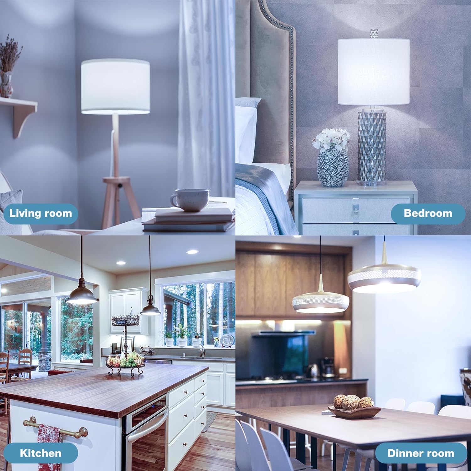 Bombillas LED de luz diurna equivalente a 100 W A19 de 5000 K, 1500 lúmenes, base E26, no regulable, blanco brillante de 13 W para dormitorio,