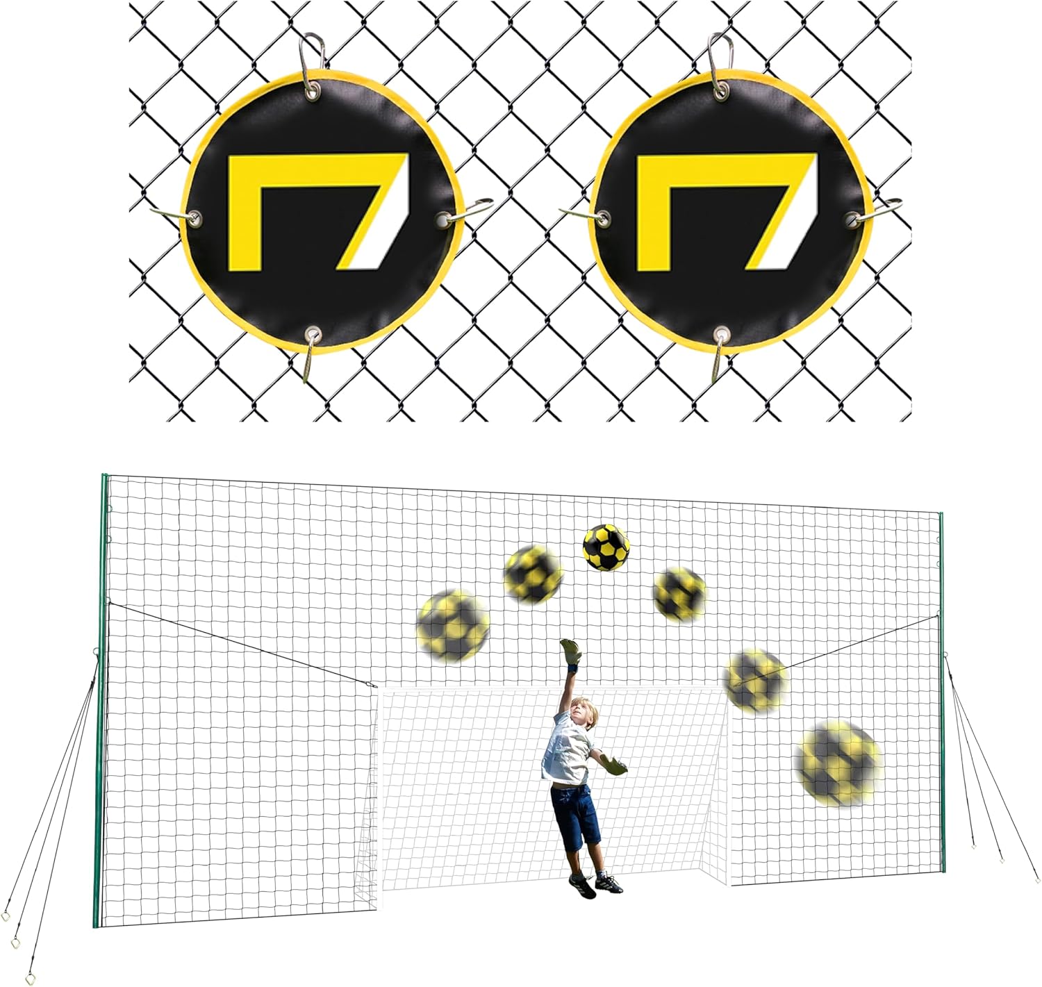 Open Goaaal Soccer Goal Net & Soccer Backstop Net with Rebounder – Soccer Nets for Backyard All in One & Practice Targets (2 Pack)