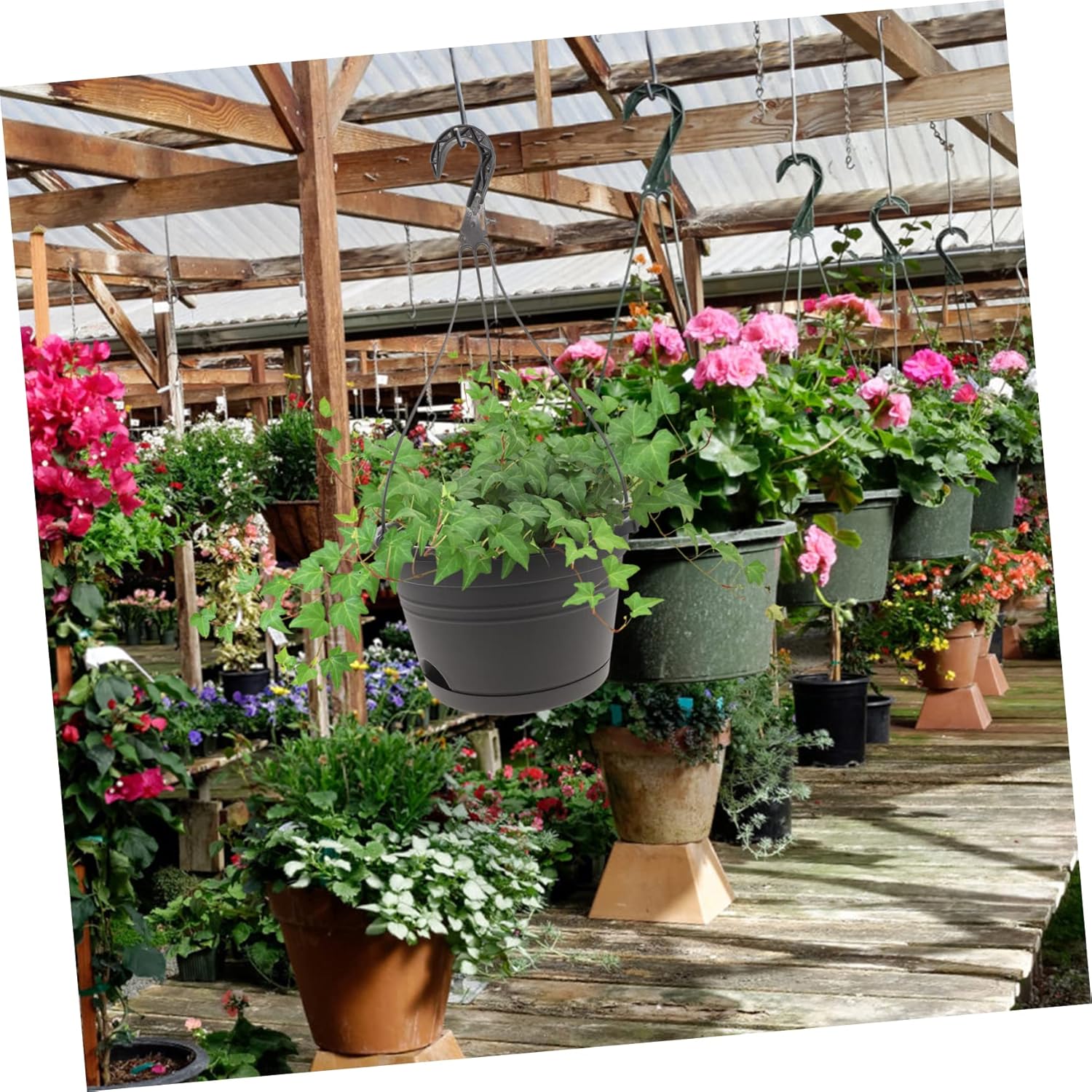 DOITOOL Macetas de plástico para exteriores, 3 piezas, para exteriores, para mujer, decoración de plantas de interior, valla, cubo, macetas, agujero