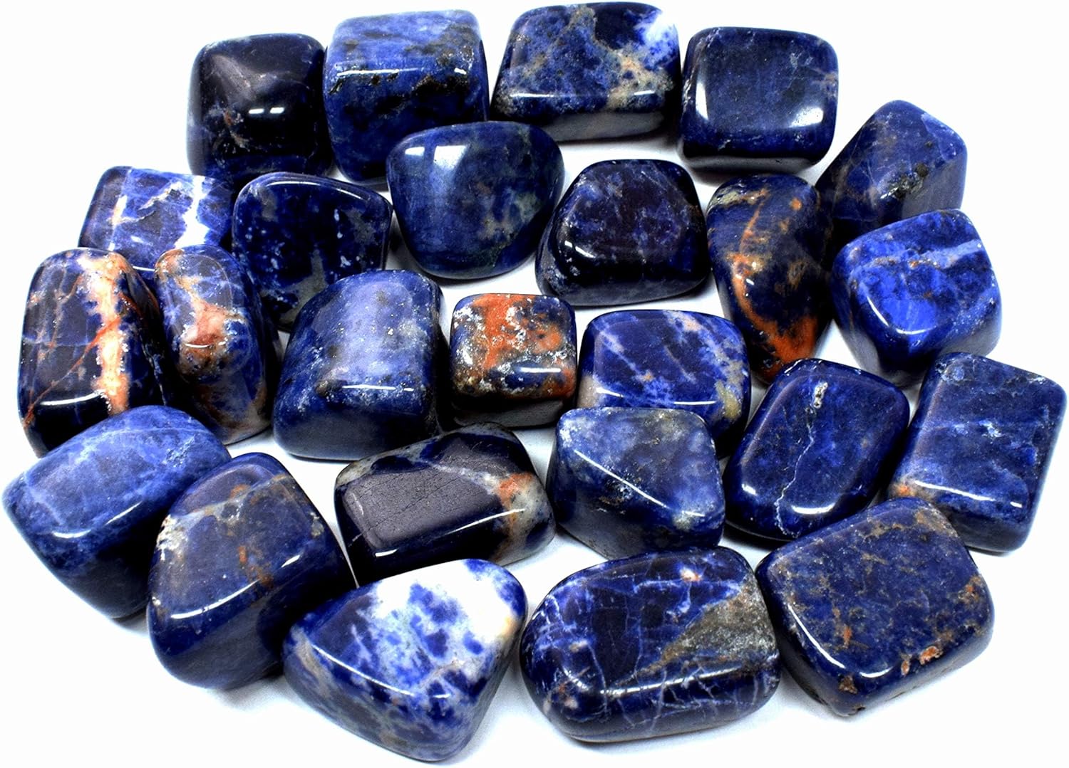 Piedras pulidas de sodalita azul natural, piedras preciosas pulidas de cristal de cuarzo mineral Cabujones espumosos de África del Sur, 20 unidades