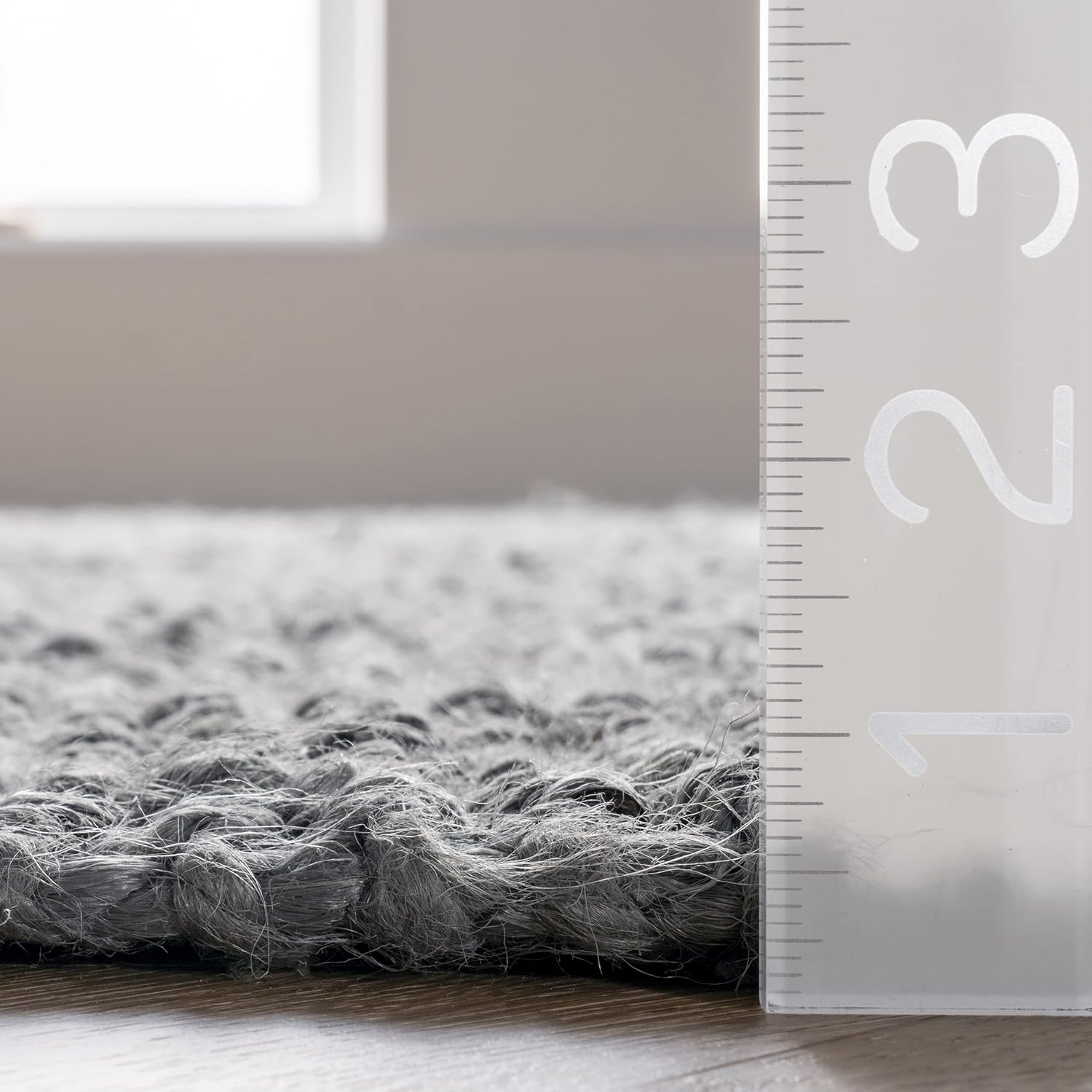 nuLOOM – Alfombra gruesa de yute Daniela Farmhouse de fibra natural, ecológica, hecha a mano, dormitorio, sala de estar, comedor