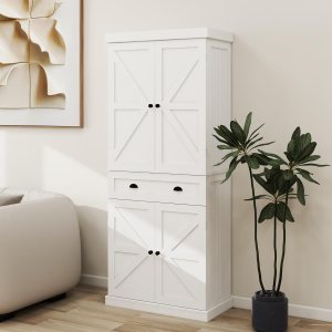 Locsear Armario de despensa de 71 pulgadas de alto con cajón y 4 puertas, armario de almacenamiento versátil con estantes ajustables para cocina, Locsear Armario de despensa de 71 pulgadas de alto con cajón y 4 puertas, armario de almacenamiento versátil con estantes ajustables para cocina,