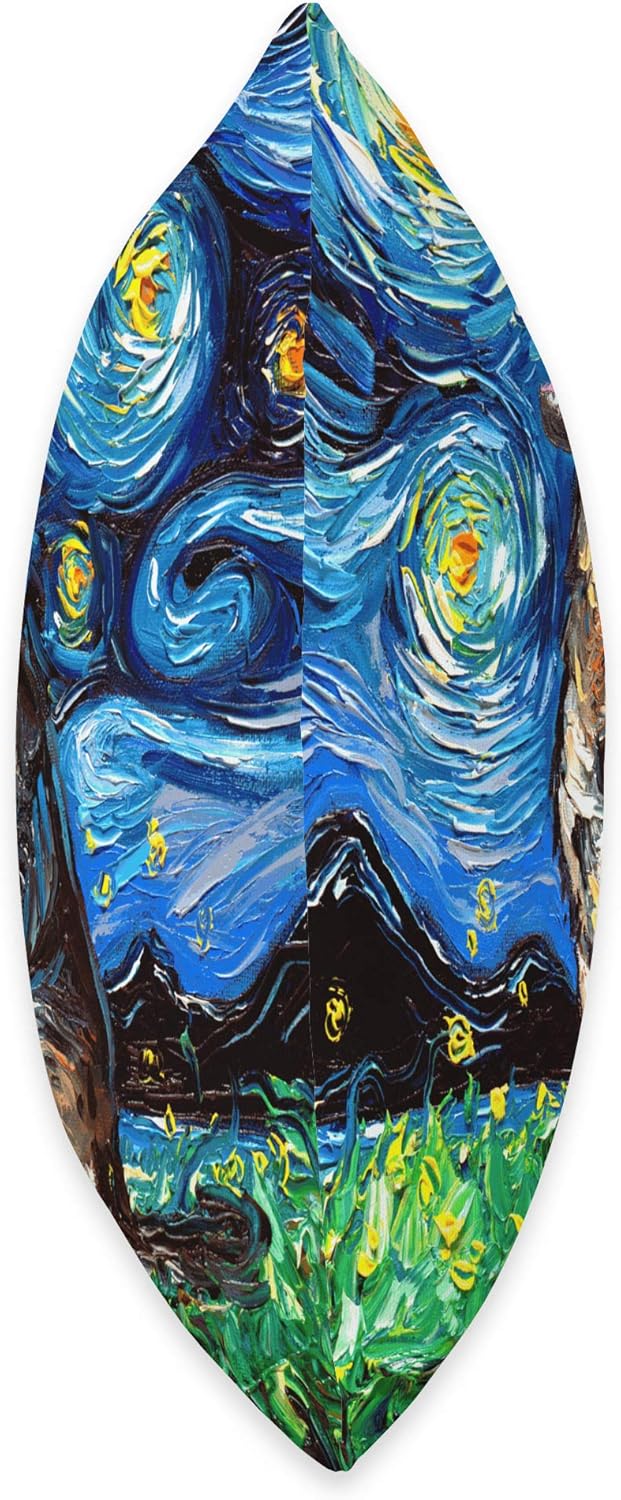 Sagittarius Gallery Happy German Shepherd Starry Night Dog Art by Aja Throw Pillow (18.0 x 18.0in), multicolor
