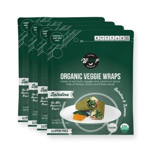 Wraw P Organic Mini Veggie Wraps – SPIRULINA (paquete de 4) ESTABLES EN ESTANTE, todo natural, sin gluten, paleo, vegano crudo. Perfecto para Wraw P Organic Mini Veggie Wraps – SPIRULINA (paquete de 4) ESTABLES EN ESTANTE, todo natural, sin gluten, paleo, vegano crudo. Perfecto para