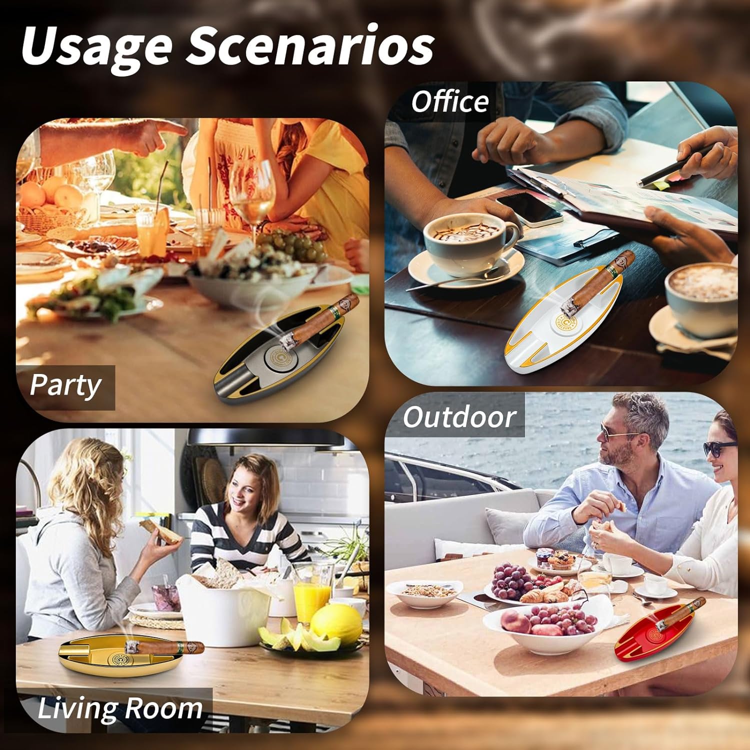 CIGARWONG Cenicero de cigarros con 2 portavasos, cenicero portátil de viaje, único para exteriores e interiores