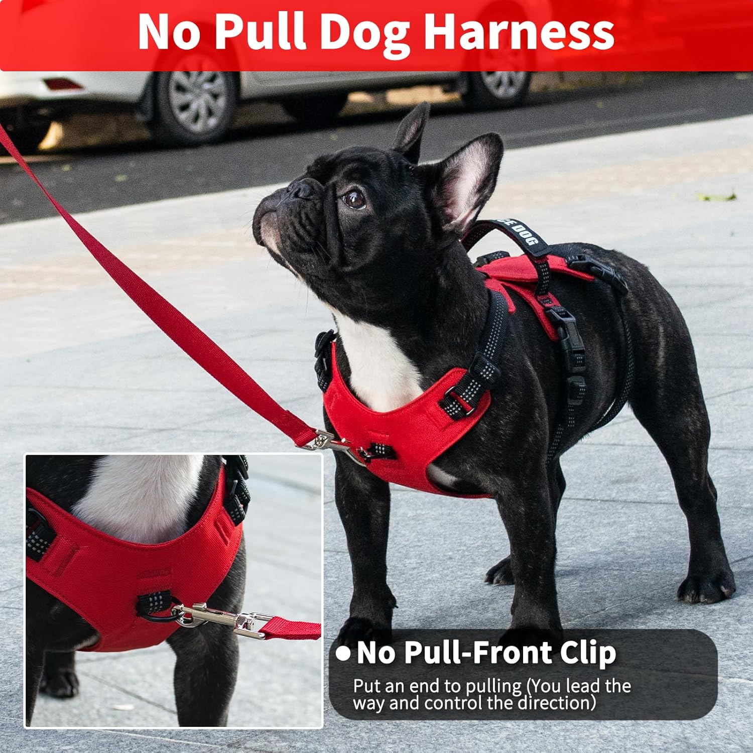 Huntboo Arnés a prueba de escapes, arnés antideslizante para perro, arnés reflectante con asa, transpirable, duradero, chaleco ajustable para perros