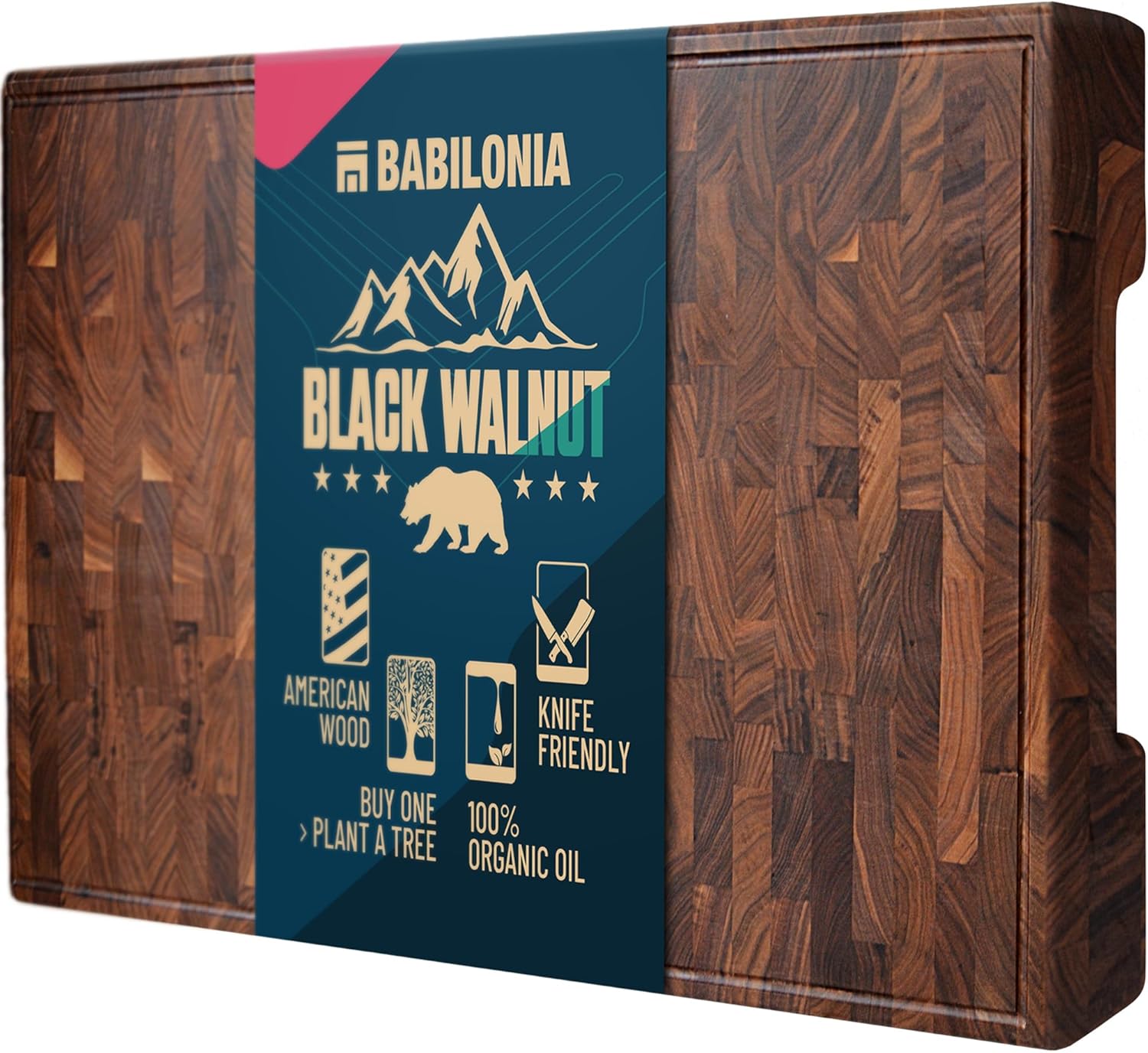 Tabla de cortar americana de nogal negro (extra gruesa de 1,7 pulgadas), calidad premium y bloque de carnicero profesional. Tabla de cortar de