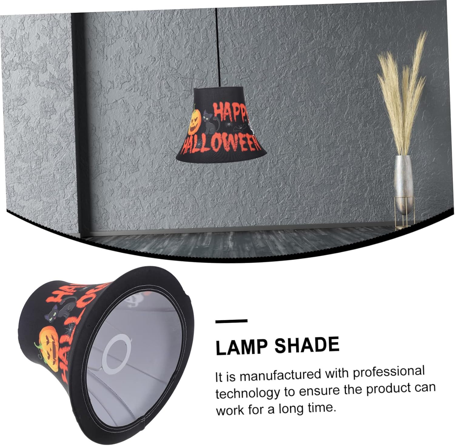 DOITOOL Pantalla de campana de repuesto para lámpara de noche de Halloween, pantalla de calabaza, pantalla de tambor, pantalla de tela, decoración