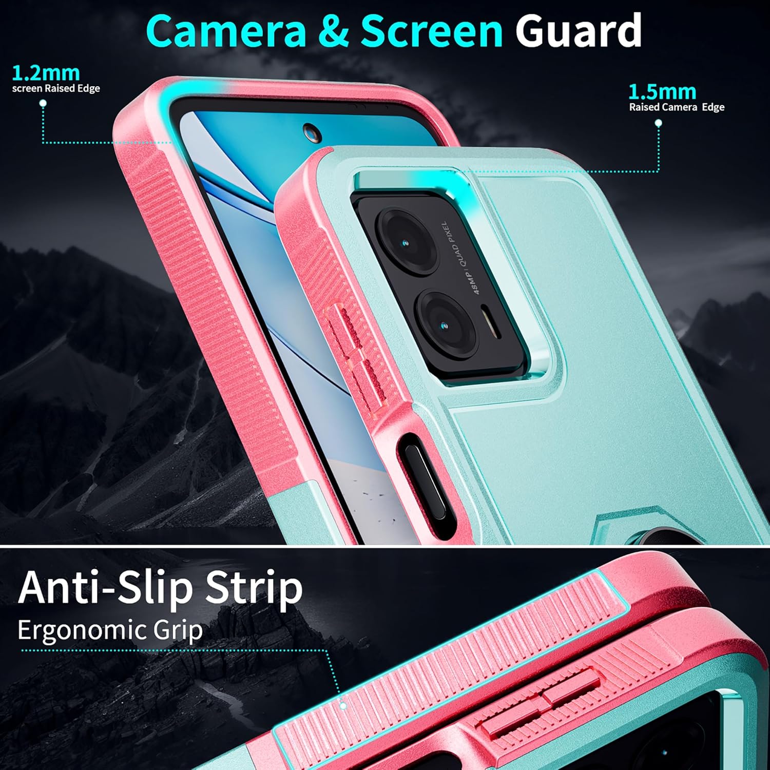LUTTY Funda diseñada para Motorola Moto G 5G 2023, Moto G Power 5G 2023, con soporte de anillo giratorio de 360 y protector de pantalla, parte