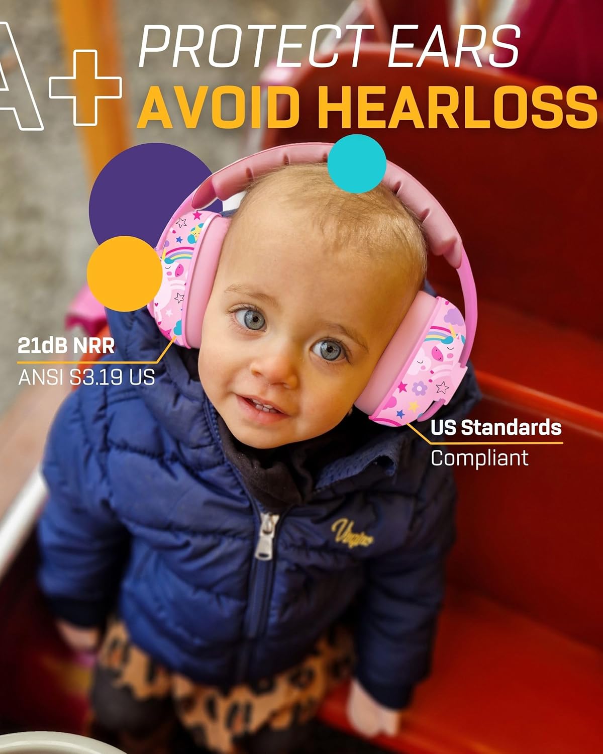 Vanderfields Auriculares con cancelación de ruido para bebés, niños pequeños, bebés de 3 meses a 2 años