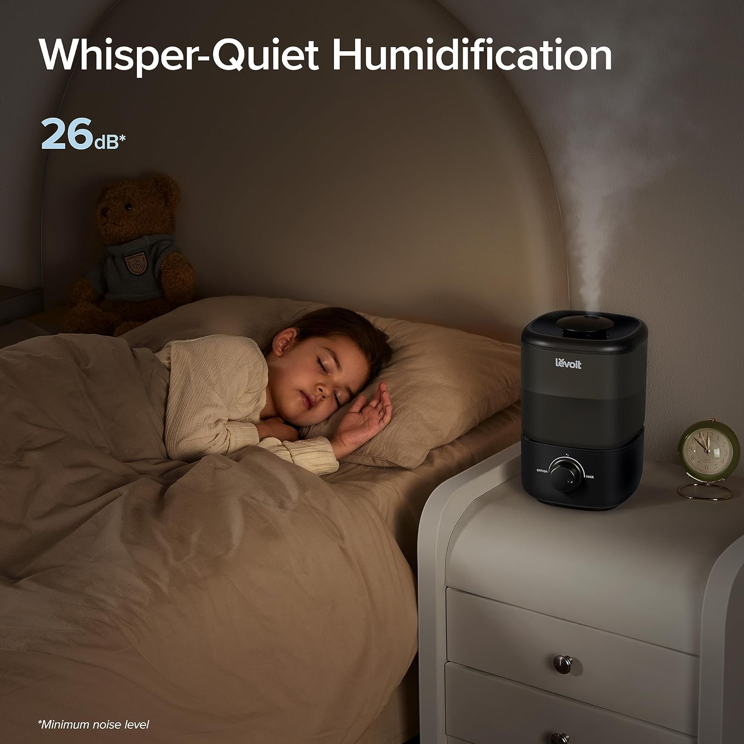 LEVOIT Humidificador ultrasónico clásico de niebla fría de llenado superior 160, súper fácil de llenar y limpiar, funcionamiento silencioso para