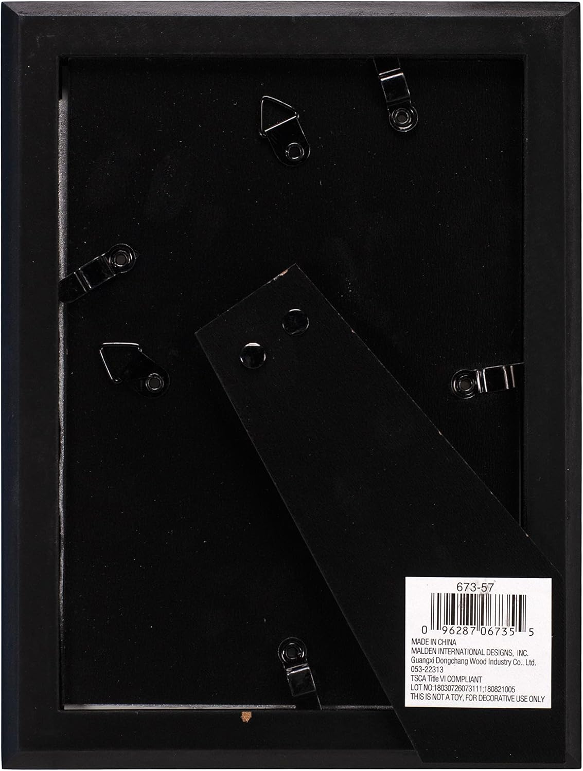 Marco de madera clásico lineal Malden International Designs., Madera, Negro, 5×7
