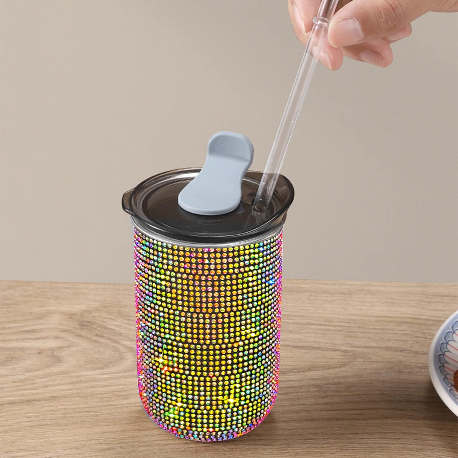 Botella de agua de 17 onzas con tapa, taza de café aislada de acero inoxidable, taza de café de doble pared a prueba de fugas, taza térmica para