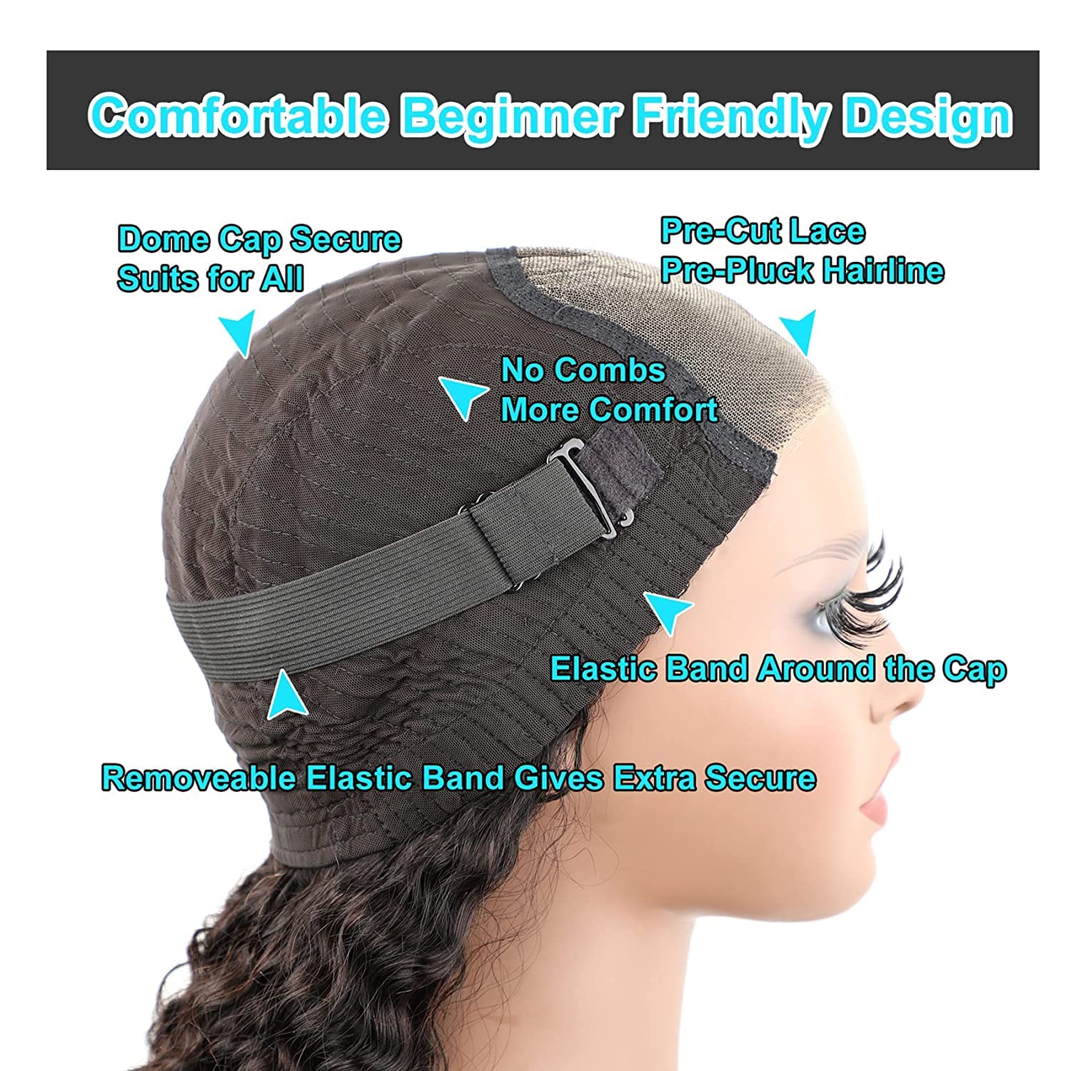 BLY Pelucas de cabello humano rizado, sin pegamento, precortadas con encaje frontal, precortadas, listas para usar, para mujeres, afro, rizado,