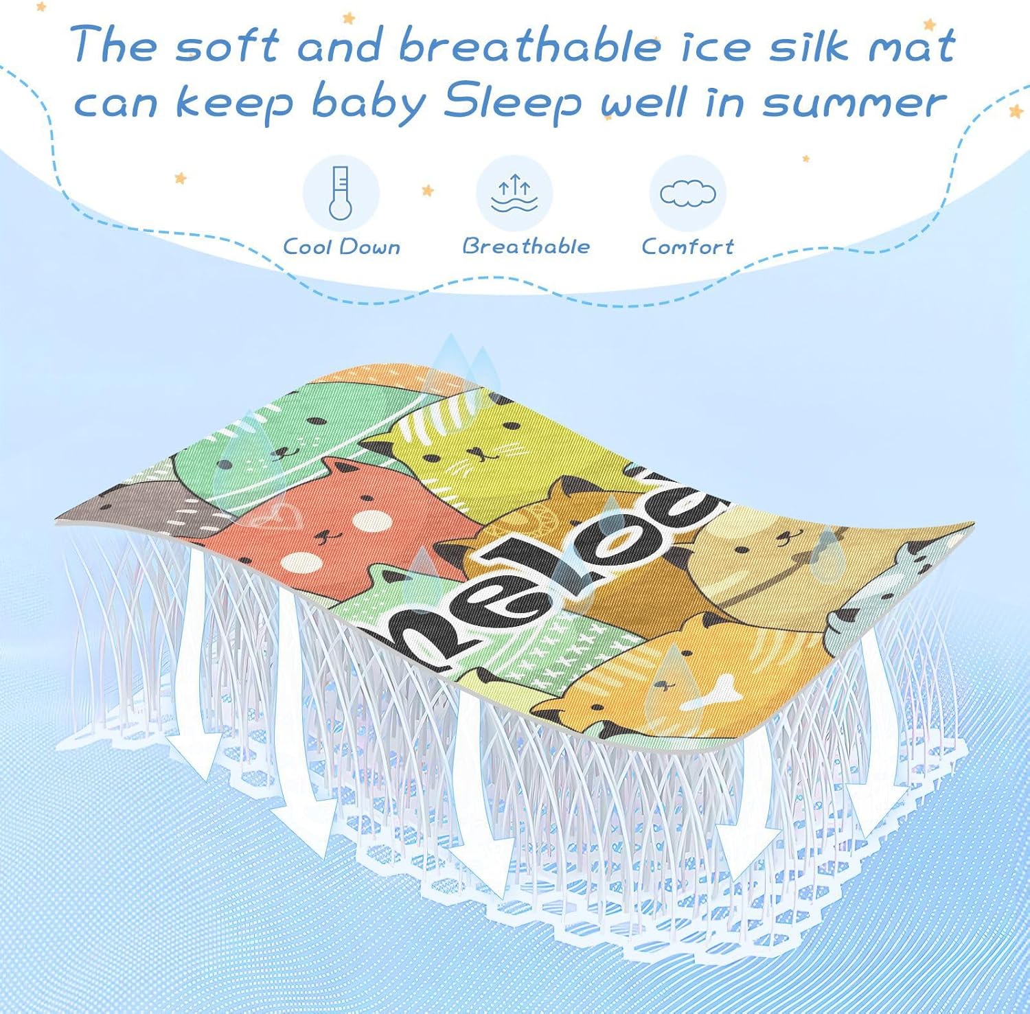 Protector de colchón personalizado para cuna de gatos para niños y niñas, tapete de seda de hielo, sábanas de corralito de juego, colchoneta de
