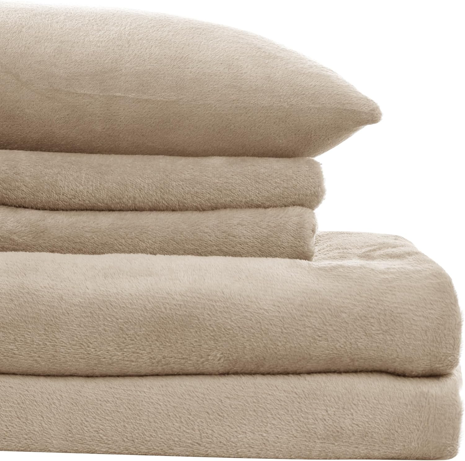 Softan Juego de sábanas de forro polar de 4 piezas, tamaño Queen, incluye sábana encimera, fundas de almohada y sábana bajera de bolsillo profundo