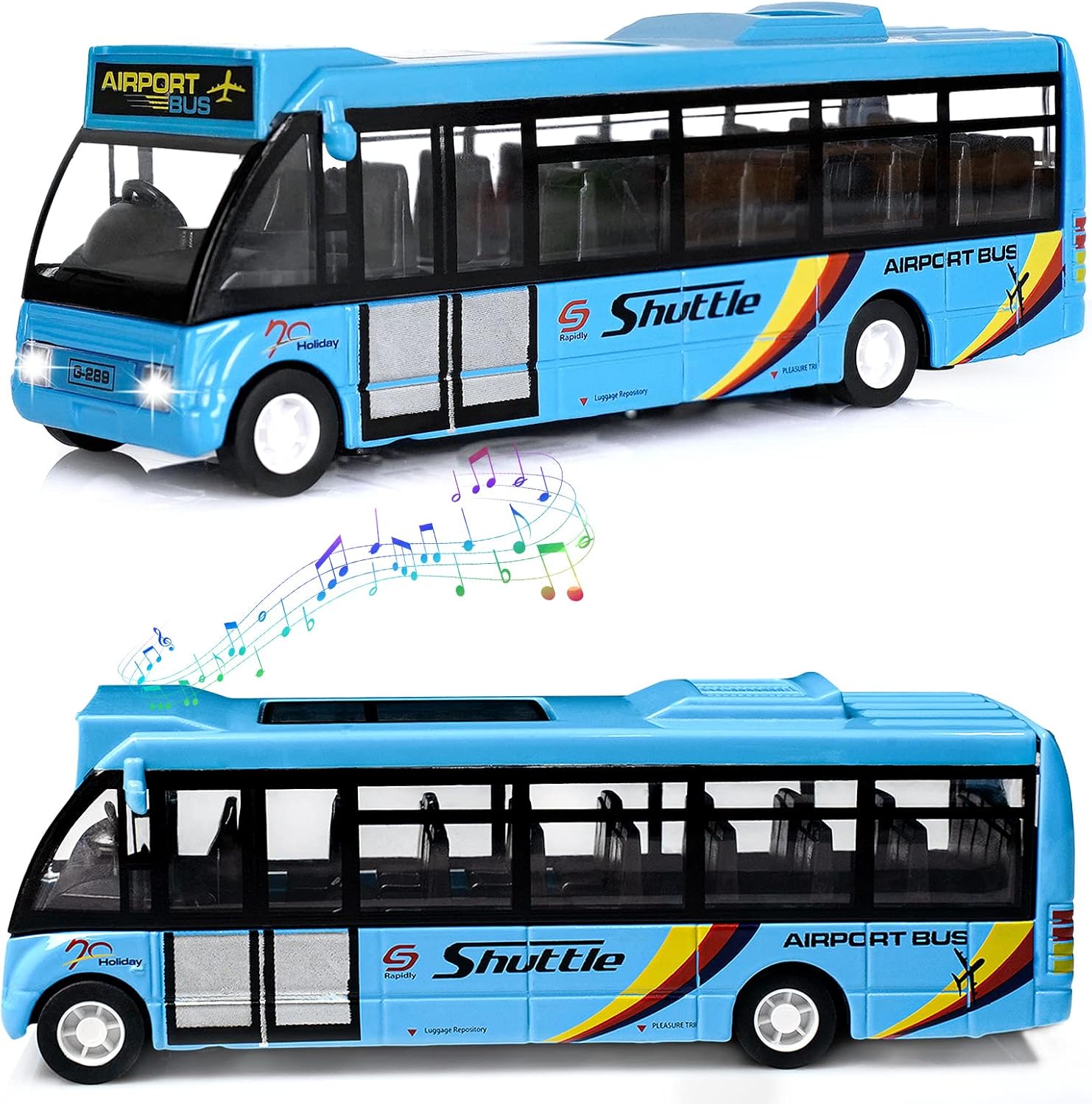 Autos de juguete de autobús urbano, autos de aeropuerto de metal fundido a presión para niños de 3 a 8 años de edad, vehículo de juego azul con