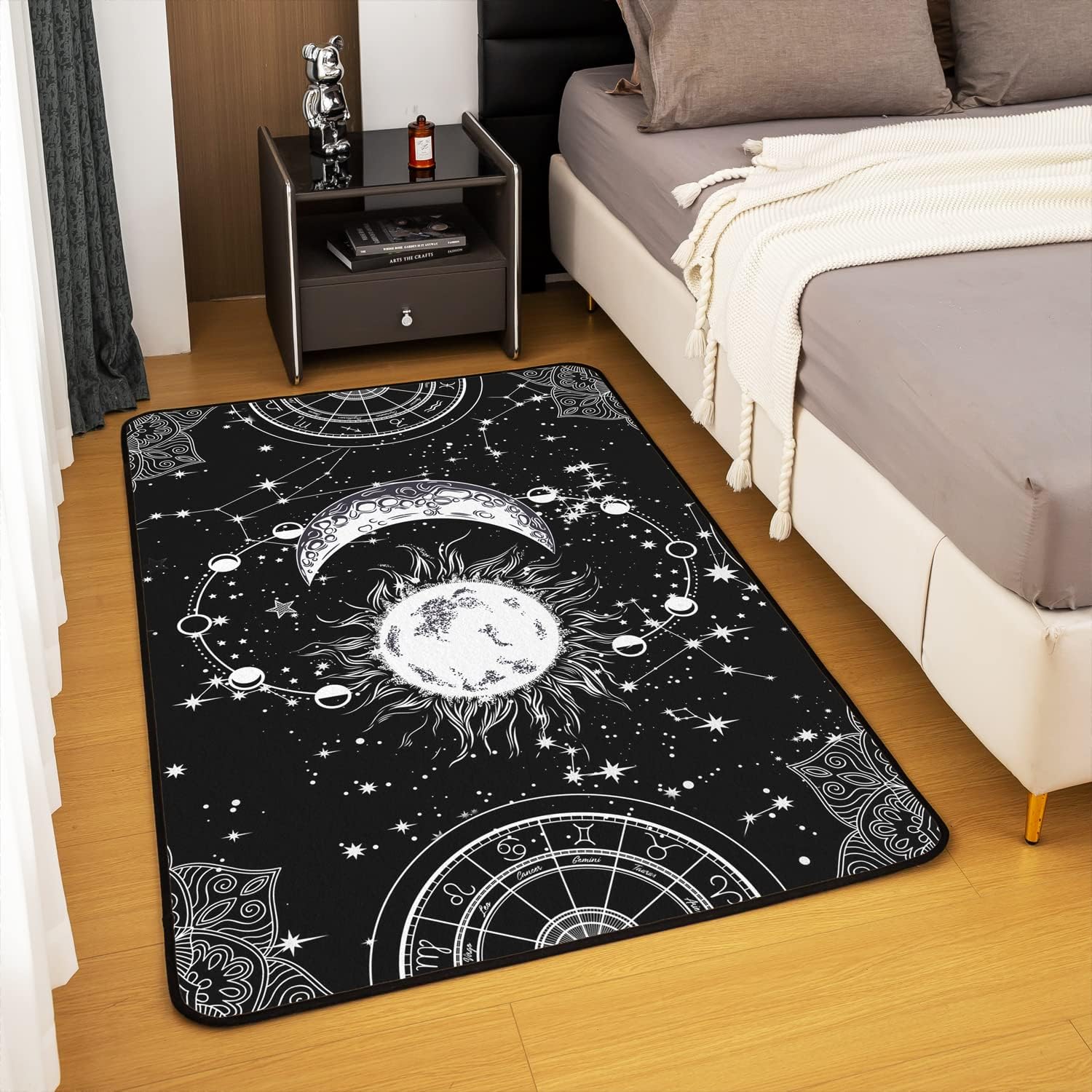 Sun Moon – Juego de alfombras para sala de estar, estilo bohemio, exótico, de 5 x 7 pulgadas, decoración bohemia para interiores, decoración de