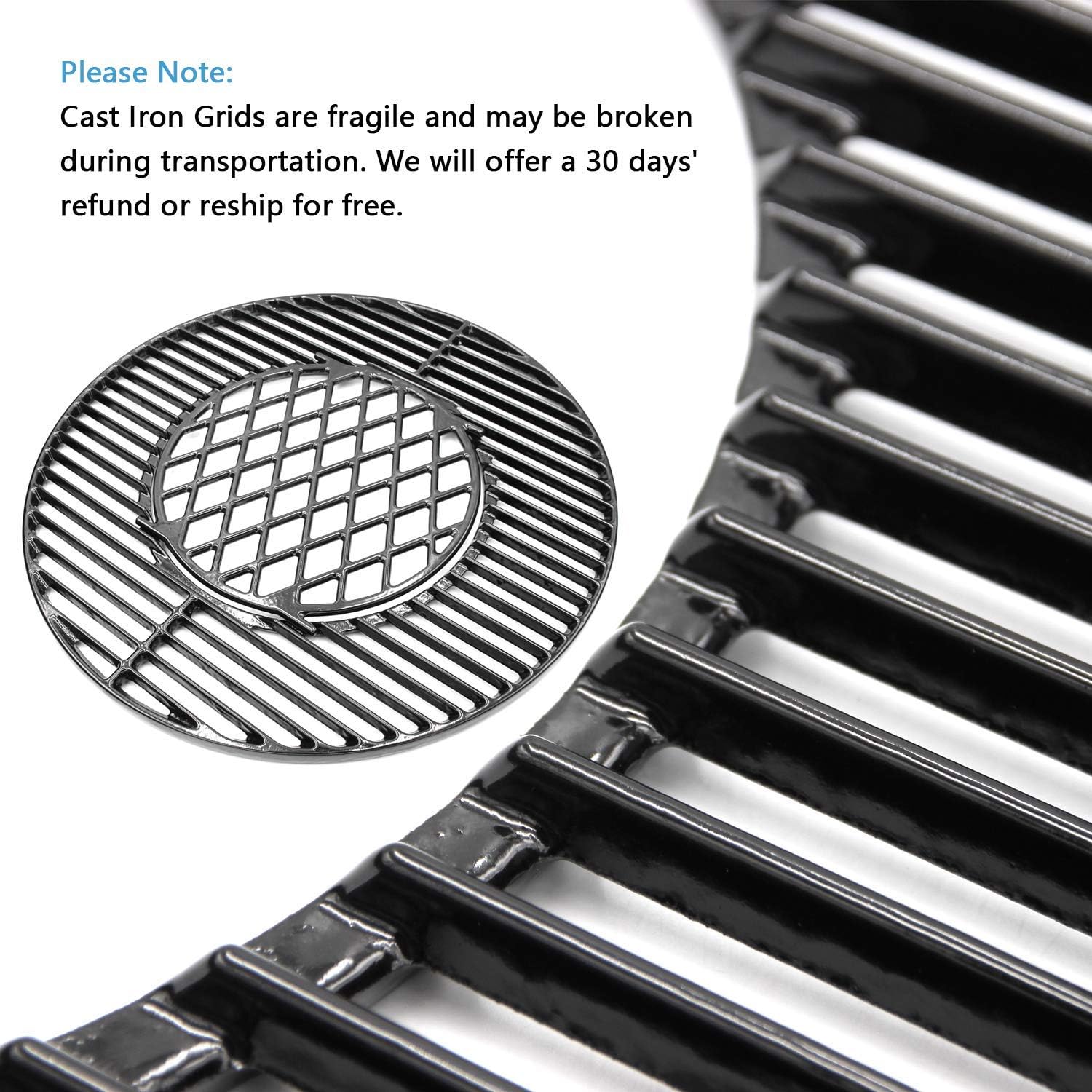 Hongso 8835 Rejillas antiadherentes con revestimiento de porcelana pulida de 21.5 pulgadas para Weber Original Kettle Premium de 22 pulgadas,