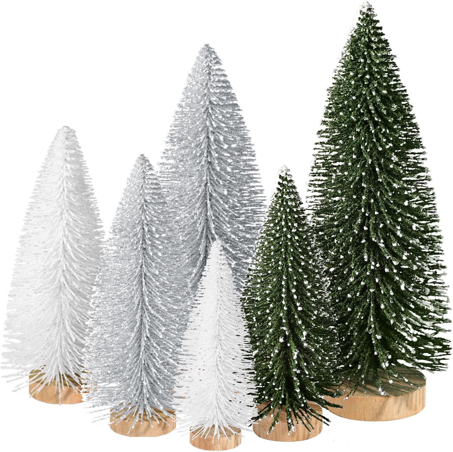 6 piezas de mini árboles de Navidad, decoración de Navidad artificial, mini botella de árbol de Navidad, árboles de decoración de Navidad con 4