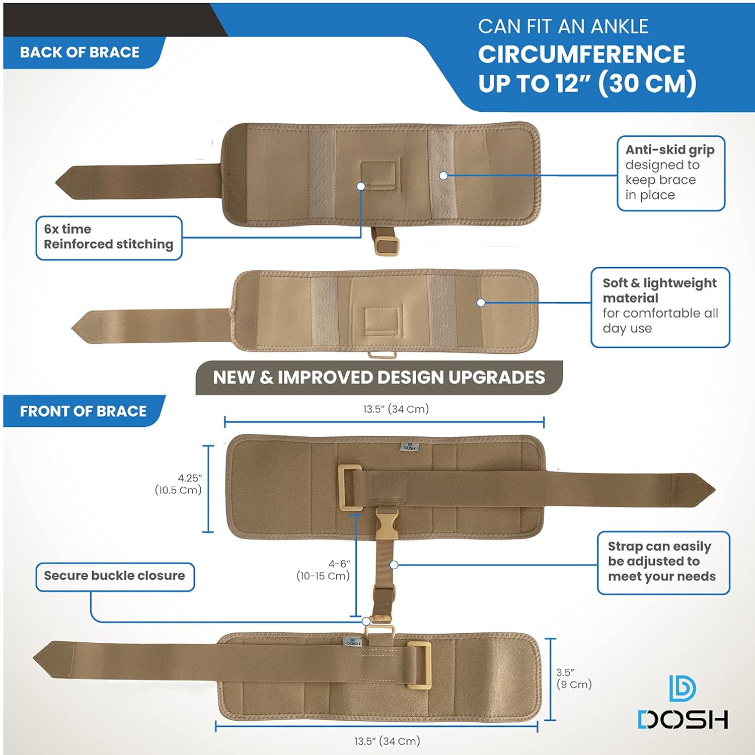 DOSH AFO – Soporte para caída de pie – Soporte para pie para caminar – AFO – Soporte de pie para caminar con zapatos – Ortesis de pie de tobillo