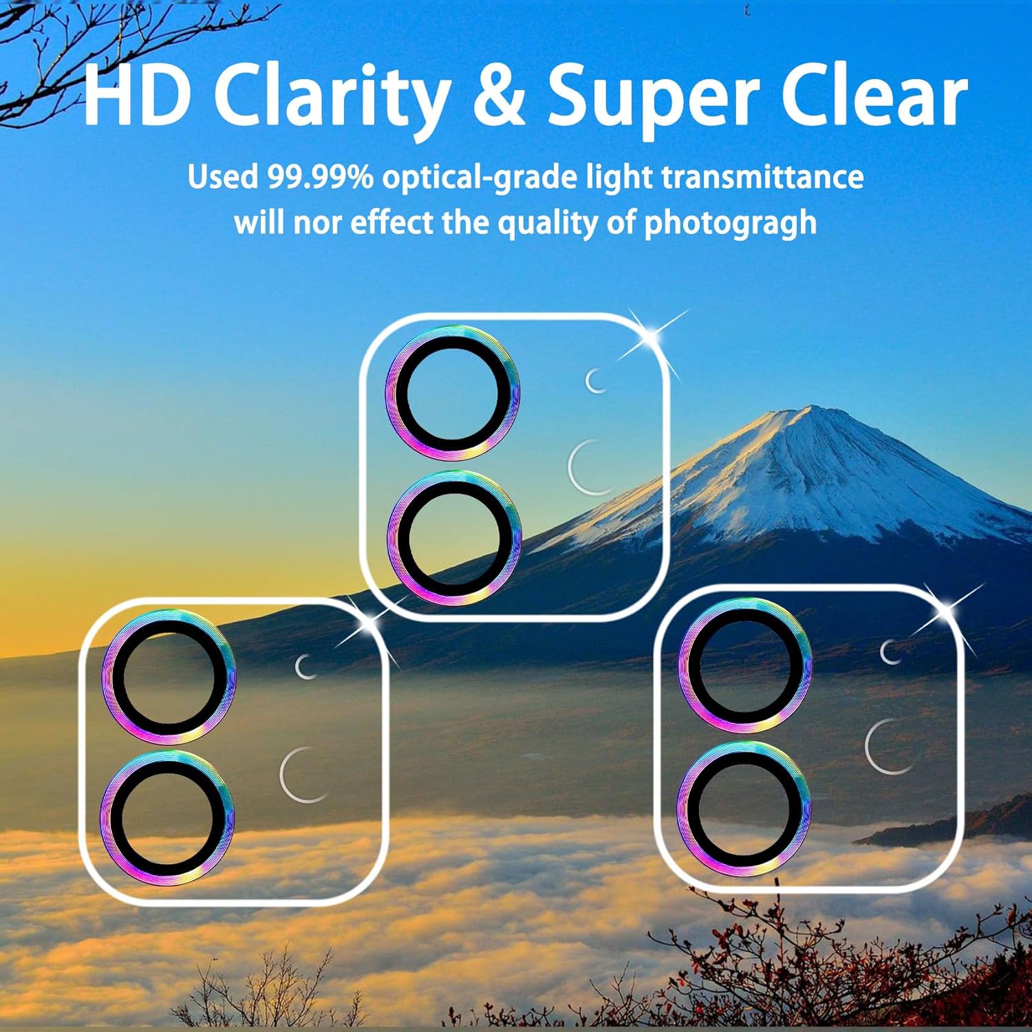 Paquete de 3 protector de lente de cámara de vidrio templado para iPhone 12 de 6.1 pulgadas, Ultra HD, dureza 9H, antiarañazos, compatible con