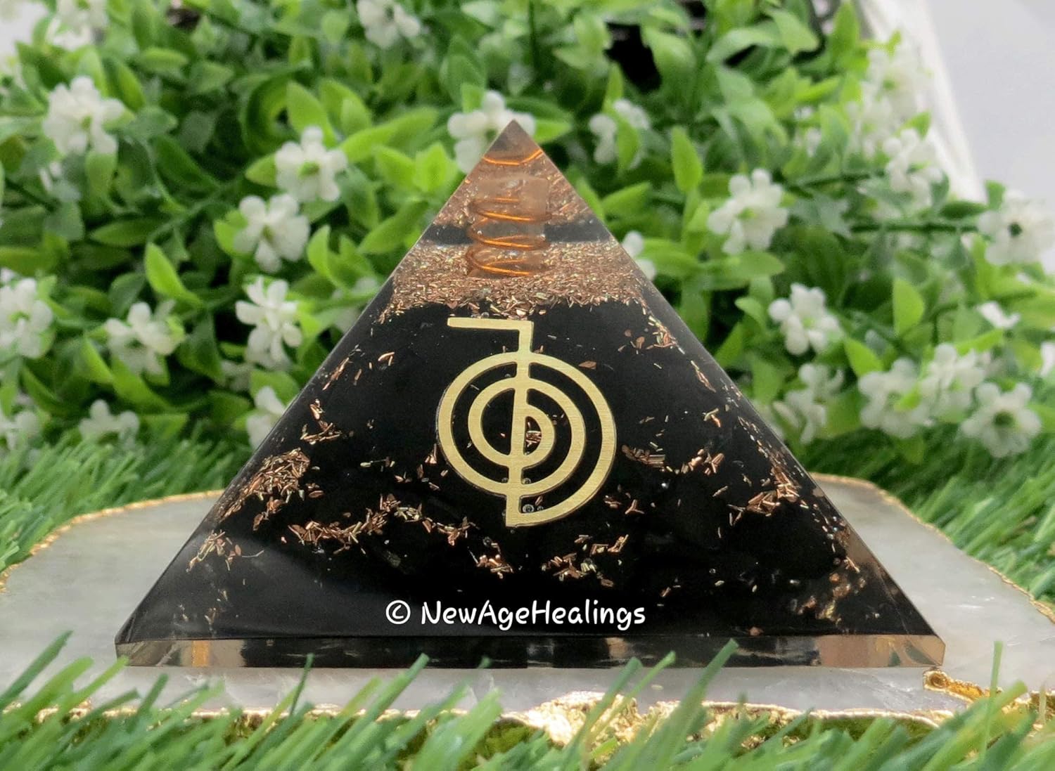 Pirámide de orgón grande  Cristal de pirámide de shungita  Pirámide de orgonita Cho Ku Reiki  Pirámides de órgano Curación de energía positiva