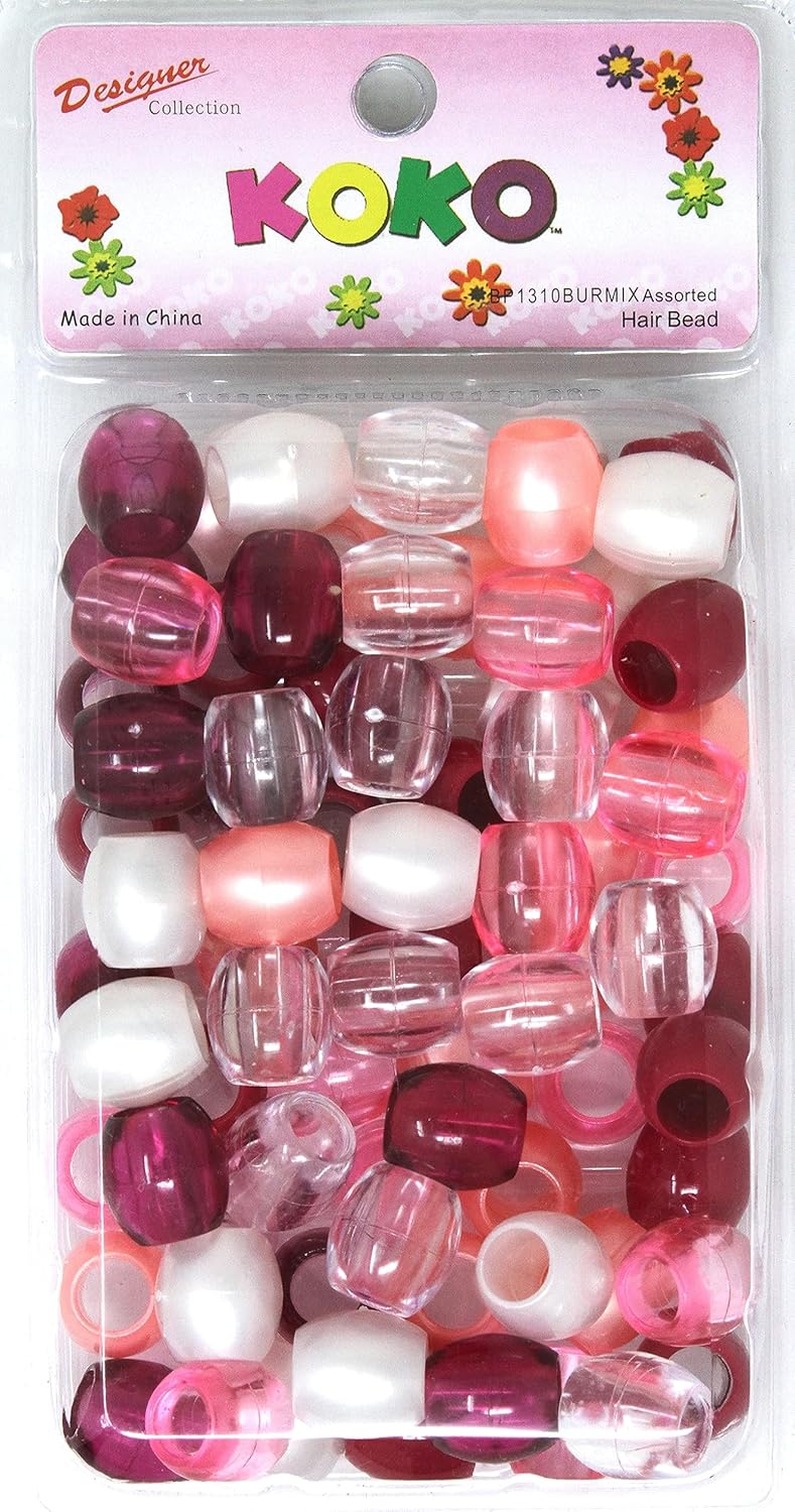 Alrededor de 60 cuentas de poni de alta calidad, extra grande de 0.709 x 0.591 in, cuentas de pulsera geniales para trenzas de cabello y