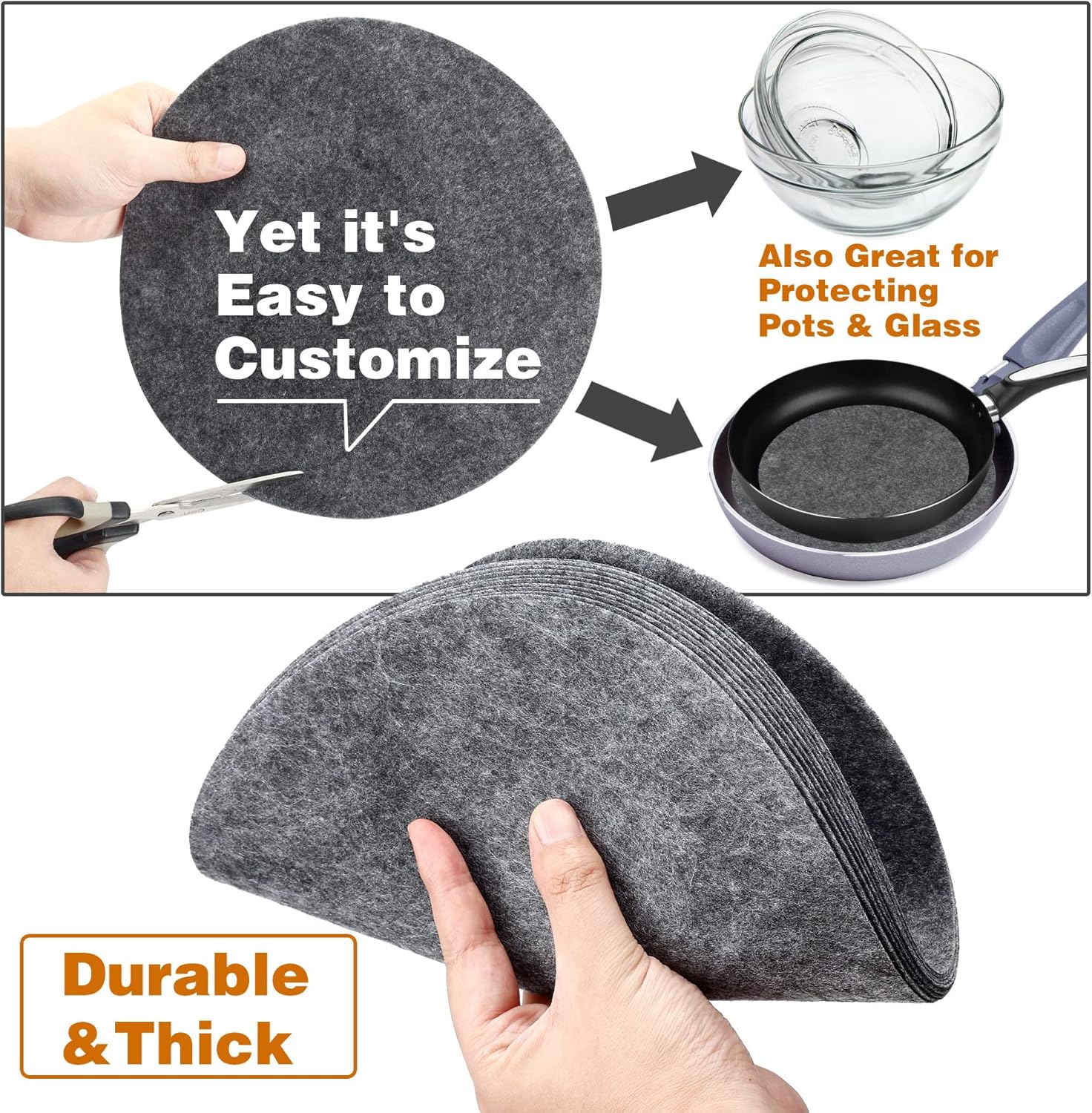 Separadores de placas, juego de 60 y 3 tamaños diferentes, separadores de placas de fieltro suave grueso y premium para Chinaplatocafé, protección y