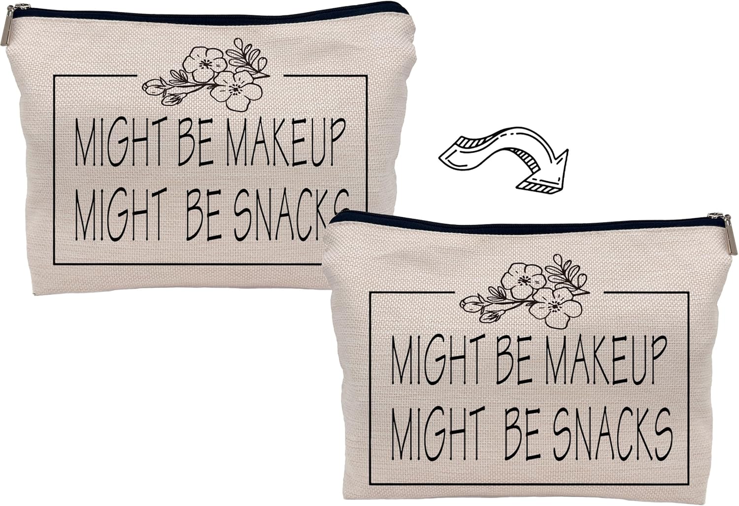 Lacosu Might Be Makeup Might Be Snacks – Bolsa de maquillaje divertida para cosméticos, bolsa con cremallera, bolsa de artículos de tocador, regalos