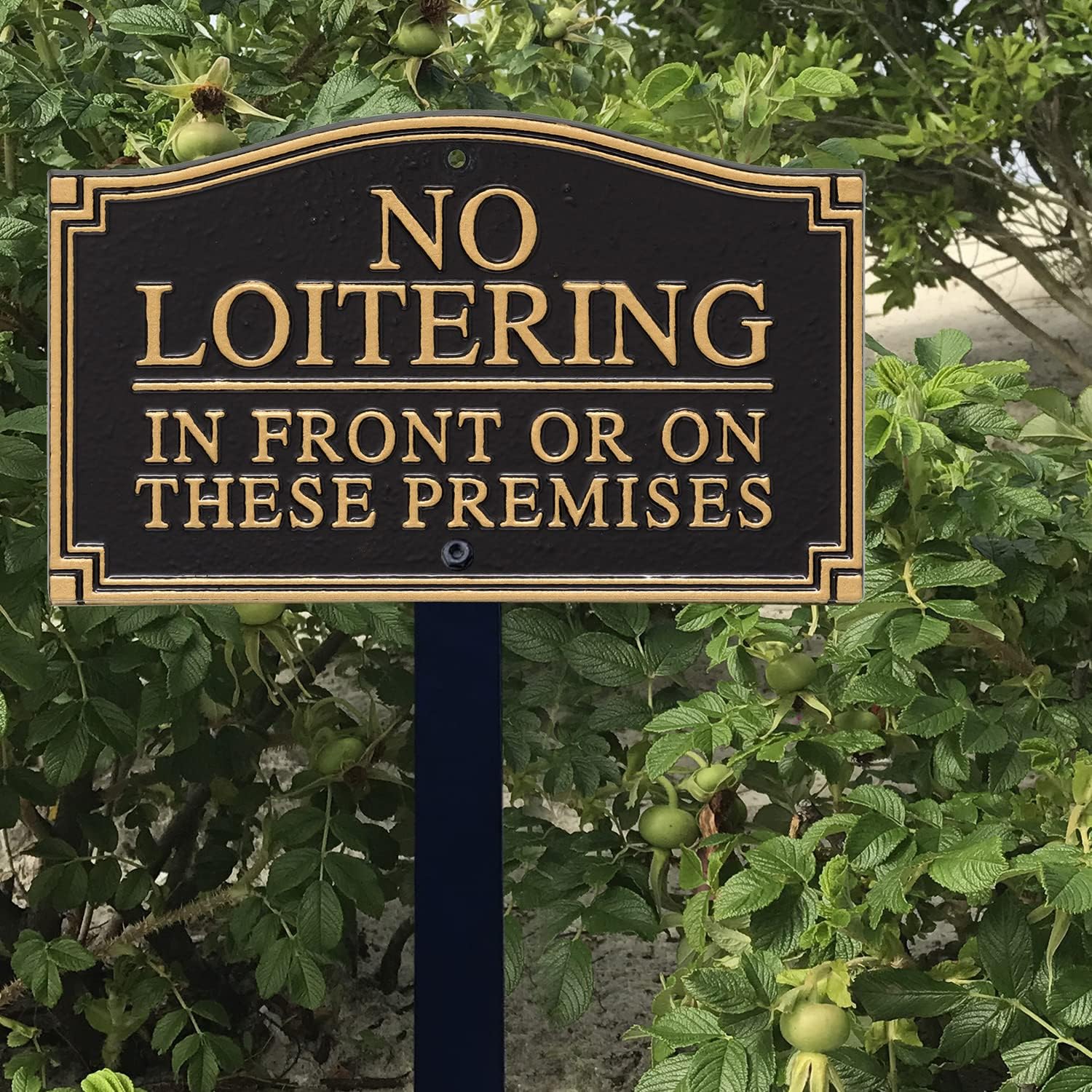 SmartSign Placa de declaración GardenBoss “No Loitering In Front Or On These Premises” GardenBoss  Placa de aluminio de 5.75 x 9.5 pulgadas con