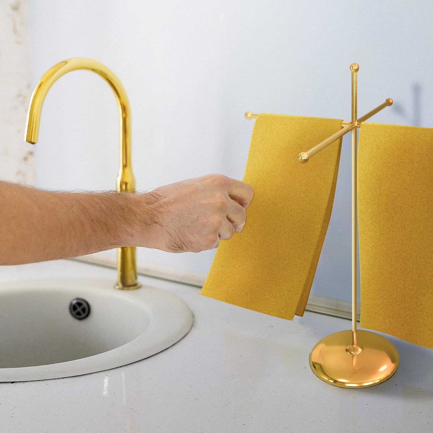 Elinnee 50 toallas desechables para baño, toallas de mano decorativas de lino suaves y absorbentes, servilletas de papel para cocina, boda, fiesta o