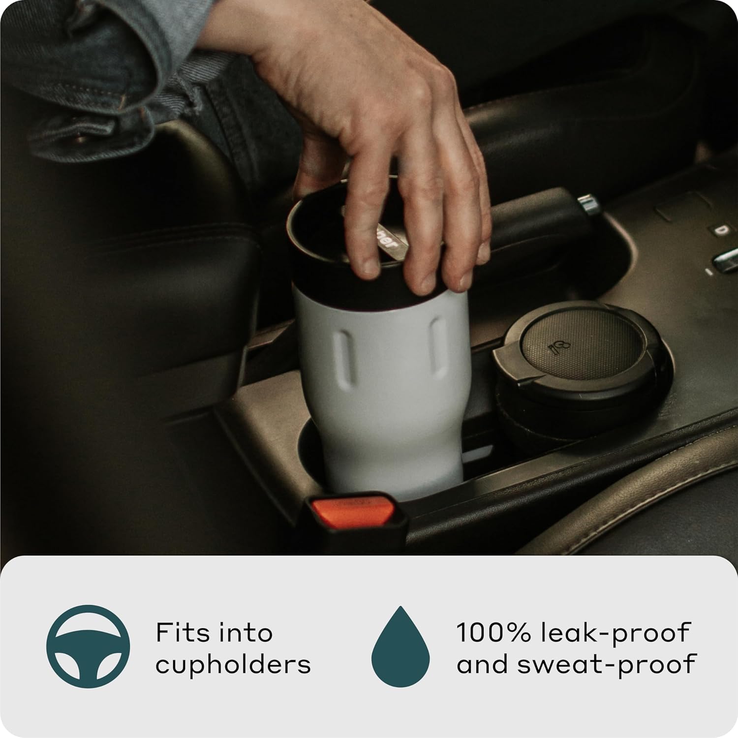 Paquete de 2 tazas de café de viaje, vasos de acero inoxidable aislados de 12 onzas con tapas 100% a prueba de fugas (negro y blanco)