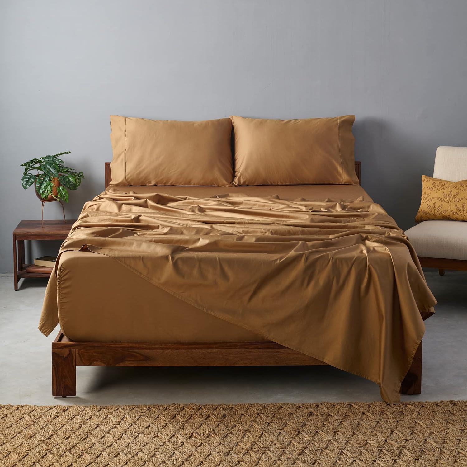 Sábanas de algodón egipcio 100% Giza certificado CEA, juego de 4 piezas, sello dorado acreditado, bolsillo profundo, fibra extralarga, tejido