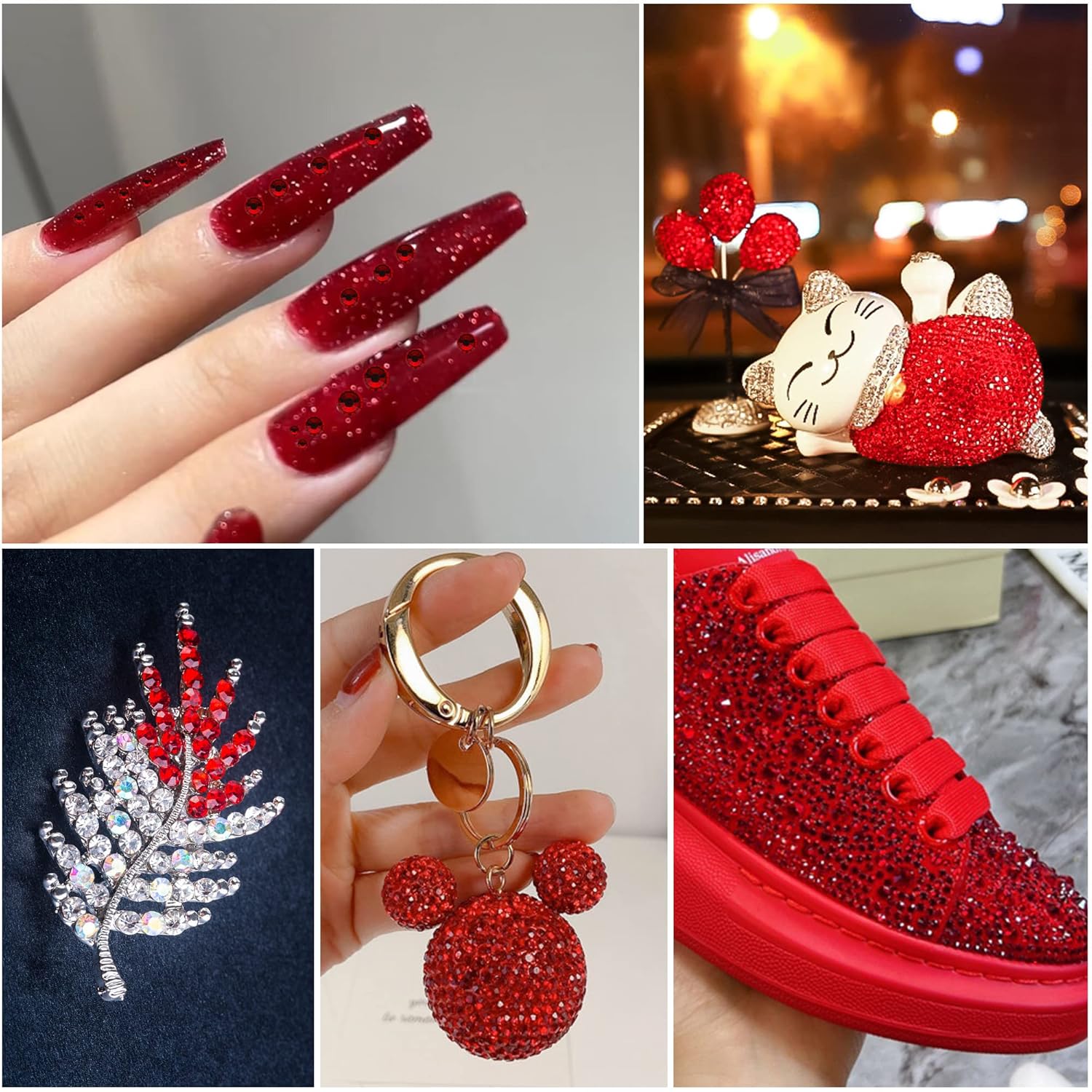 Juego de 3300 diamantes de imitación para uñas, arte de uñas, artesanías, cristales de decoración de vidrio, juego de diamantes de imitación AB con