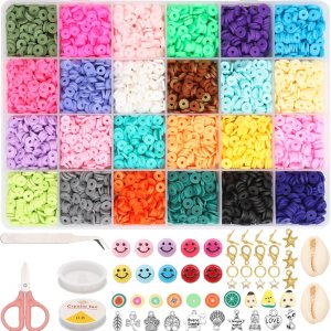 STEFORD Juego de 6000 cuentas de arcilla, 24 cuentas de arcilla de colores para hacer pulseras, cuentas de arcilla con dijes, cuentas de letras para STEFORD Juego de 6000 cuentas de arcilla, 24 cuentas de arcilla de colores para hacer pulseras, cuentas de arcilla con dijes, cuentas de letras para