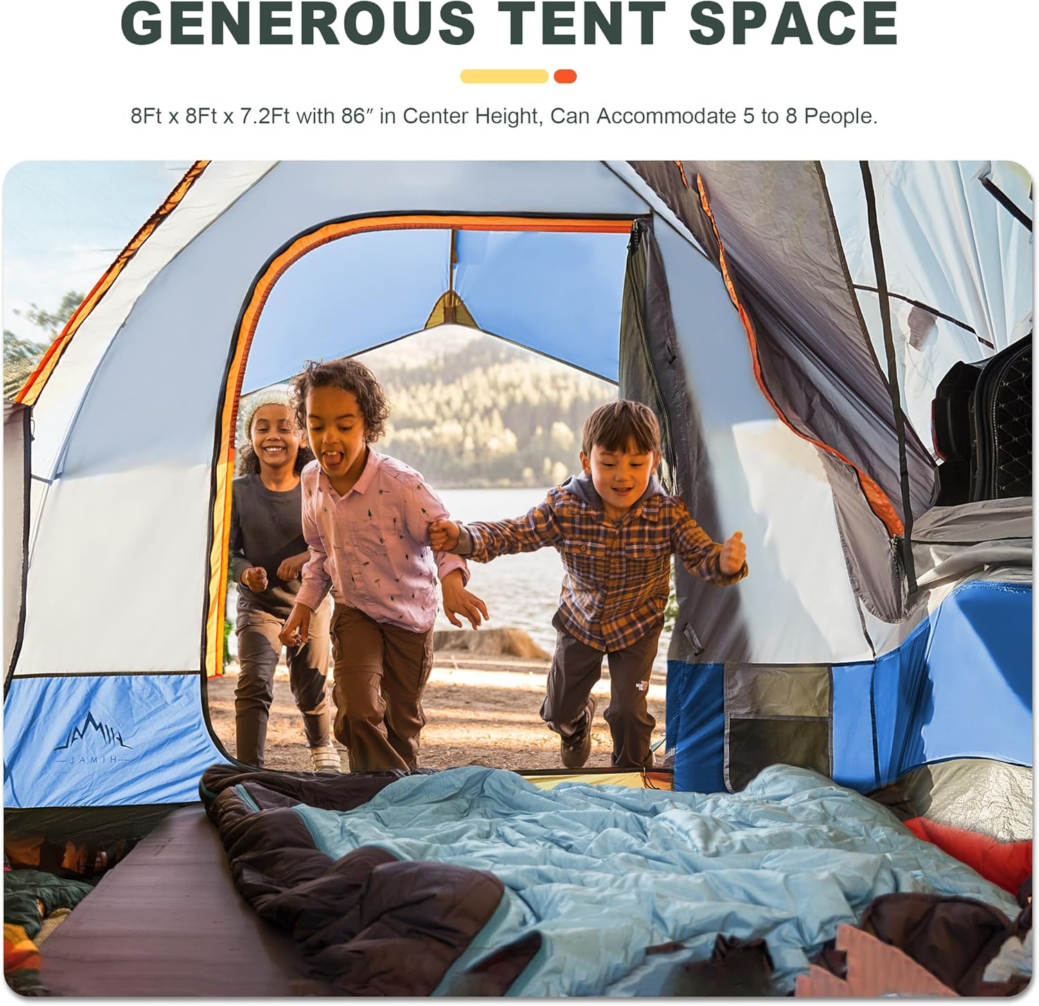 GoHimal Tienda de campaña SUV para camping, impermeable PU3000mm espacioso diseño de doble capa para 5-8 personas, incluye lluvia y bolsa de