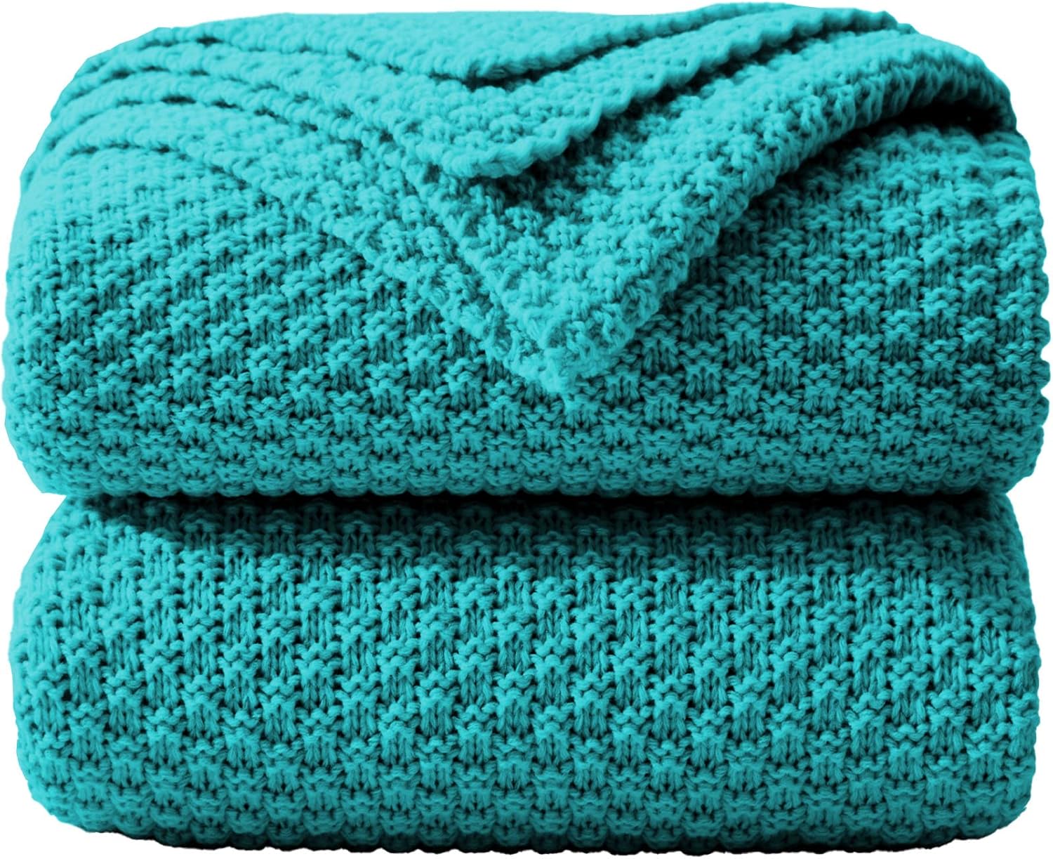 Dreamhood Manta de punto para sofá o sillón, manta azul lago para verano, manta tejida suave y ligera para todas las estaciones, 50 x 60 pulgadas