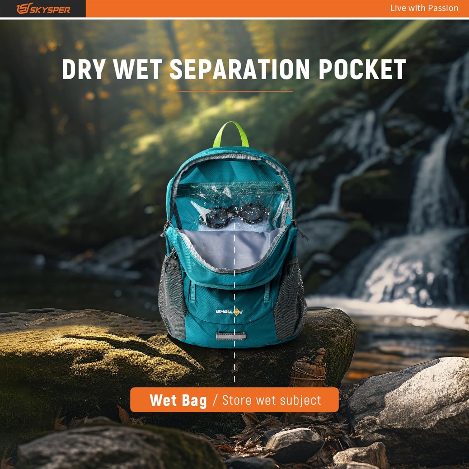 SKYSPER Mochila ligera de senderismo  Mochila de viaje pequeña de 20L Mochila plegable resistente al agua para mujeres y hombres