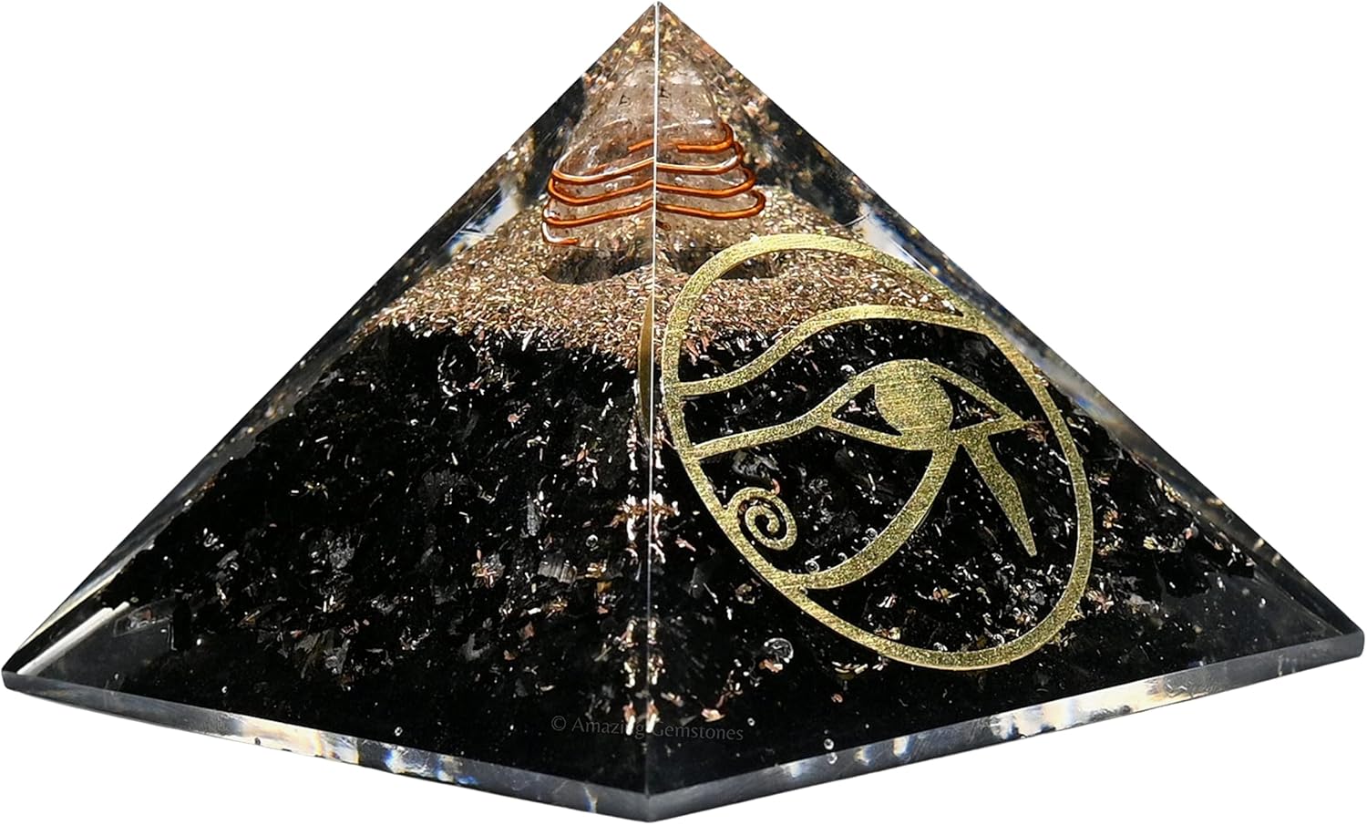 Pirámide de orgón grande  Cristal de pirámide de turmalina negra  Ojo de pirámide de orgonita Ra  Pirámides de órgano Curación de energía positiva