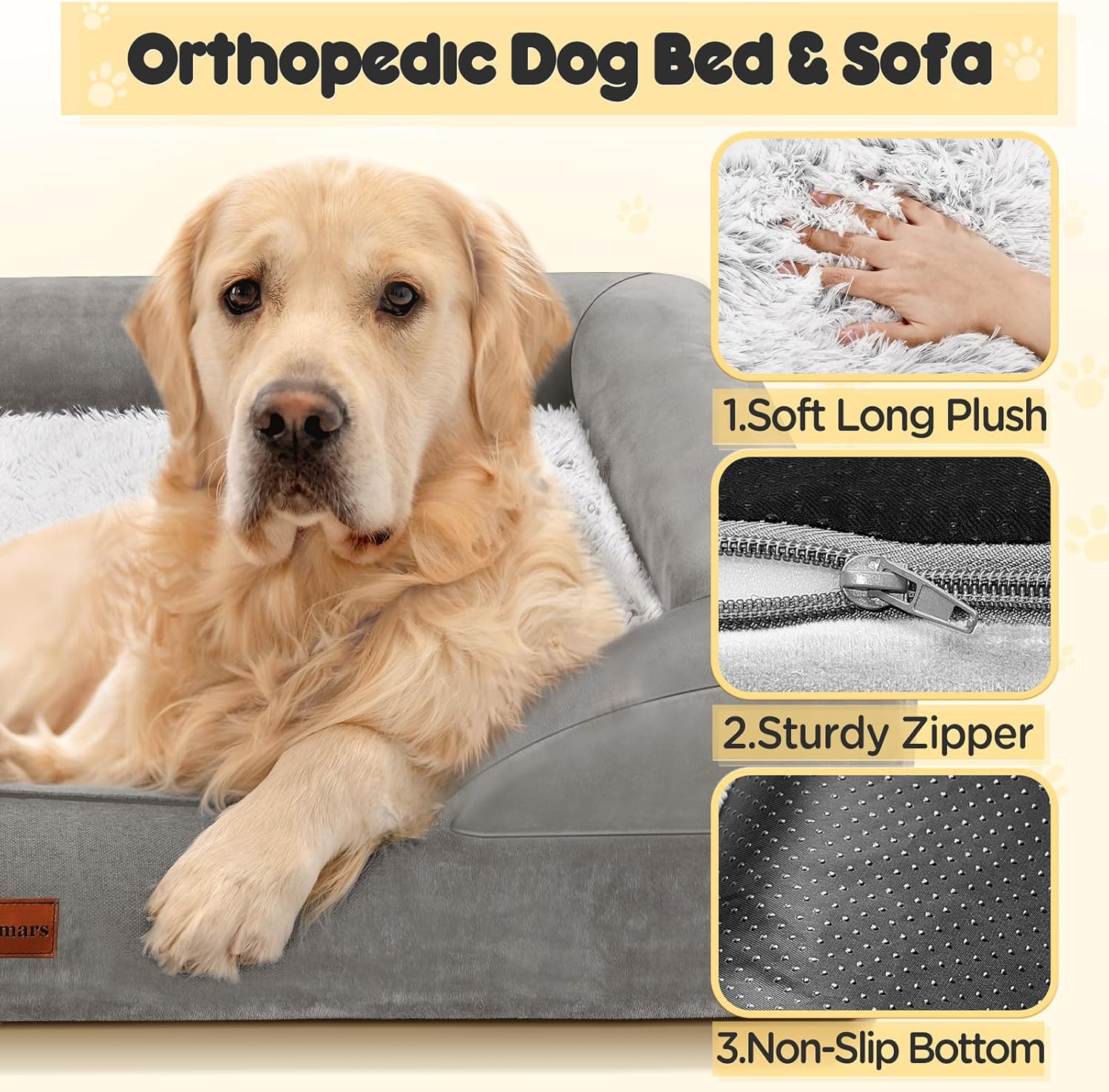 Gimars Cama ortopédica gruesa de espuma de huevo ultra suave para perros grandes, impermeables, de alto apoyo, con fácil limpieza, extraíble,