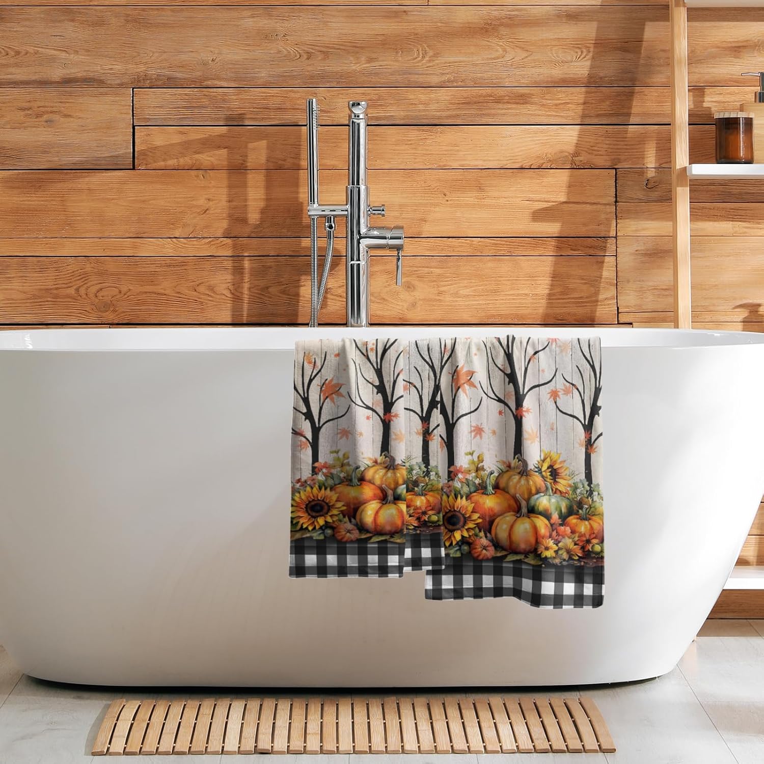 Giwawa Juego de 2 toallas de mano de calabaza de otoño, juego de 2 toallas de cocina suaves y pequeñas, toallas de baño para hotel, spa, gimnasio y
