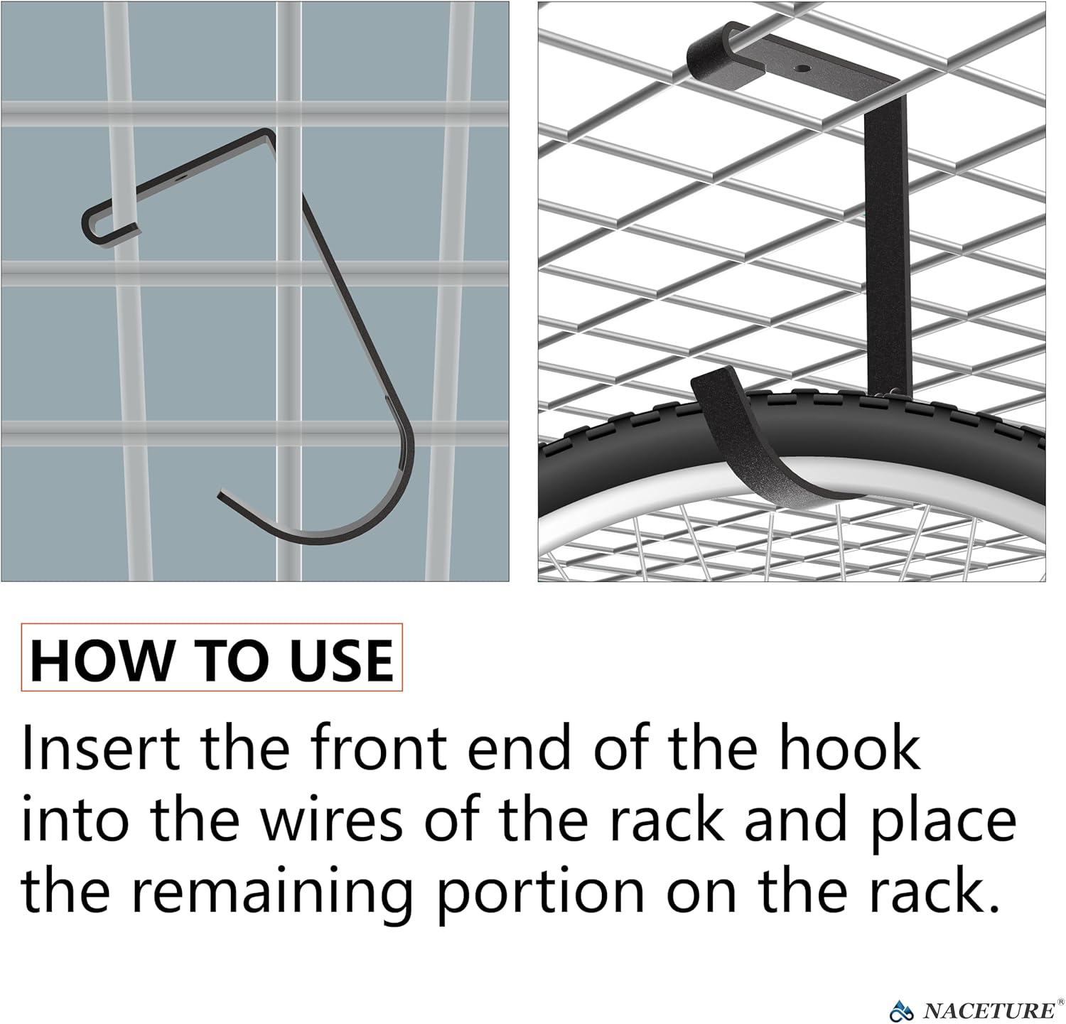 Ganchos de bicicleta para soporte de techo de garaje  Estante de almacenamiento de garaje resistente de 4 x 8 pulgadas para colgar en el techo,