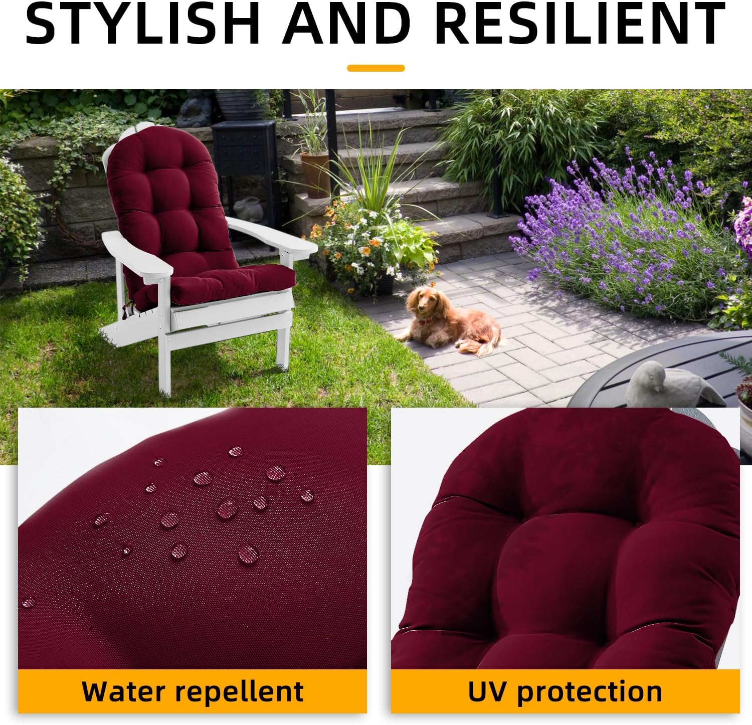 Adirondack & – Cojín para silla mecedora, cojines de respaldo alto para patio, almohada impermeable y sólida, almohadillas para interiores y