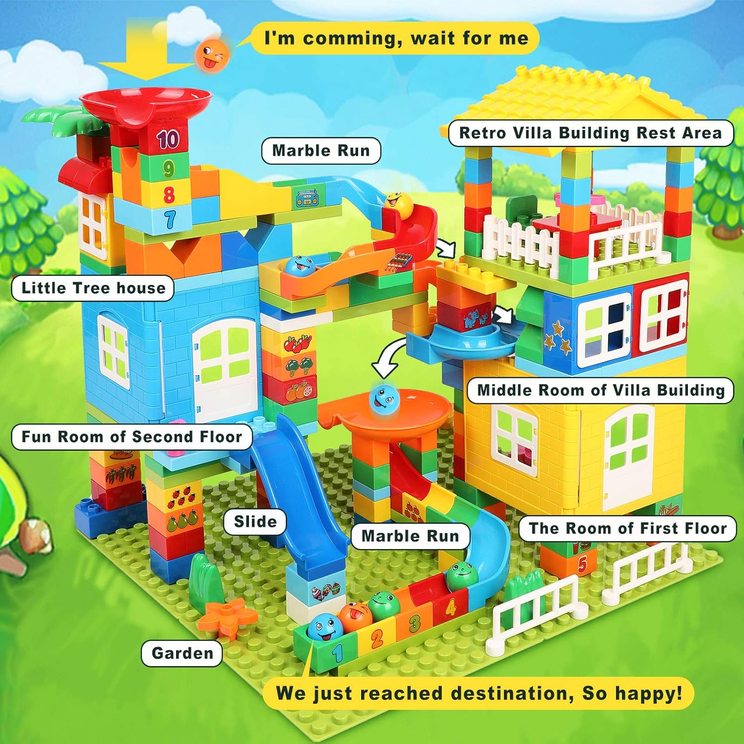 Juego de bloques de construcción para niños, juguetes de construcción STEM clásicos de canicas, 179 piezas, ladrillos de construcción de castillo,
