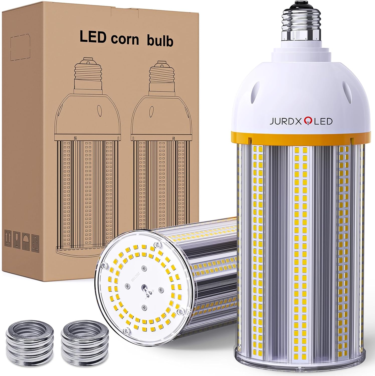 Paquete de 2 bombillas LED impermeables IP64, bombilla LED de repuesto de 120 W, base E26 con adaptador E39, bombilla LED de 15600 lm para garaje,